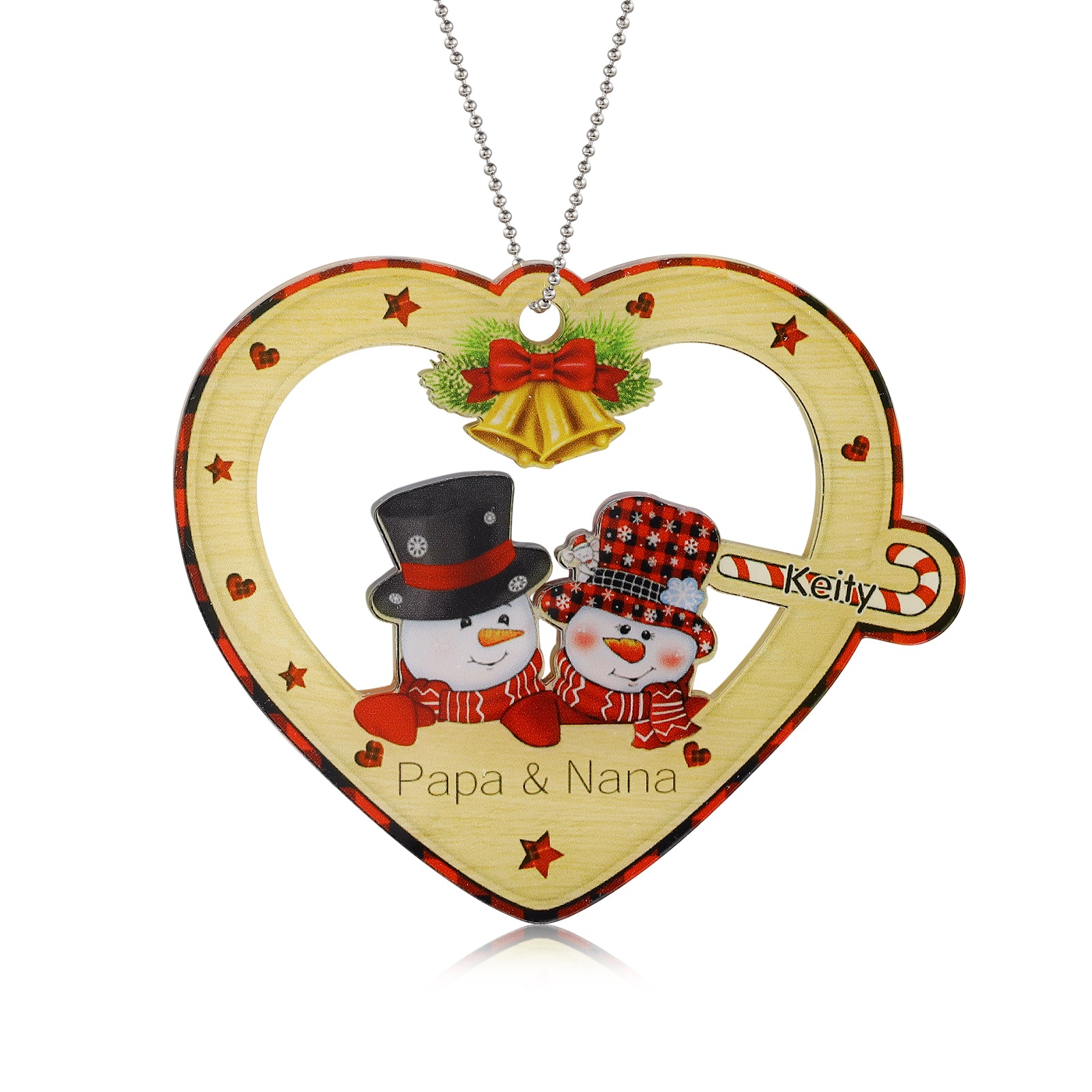 Personalised Heart Snowman Christmas Ornament - handmade