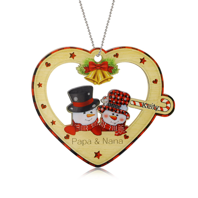Personalised Heart Snowman Christmas Ornament - handmade