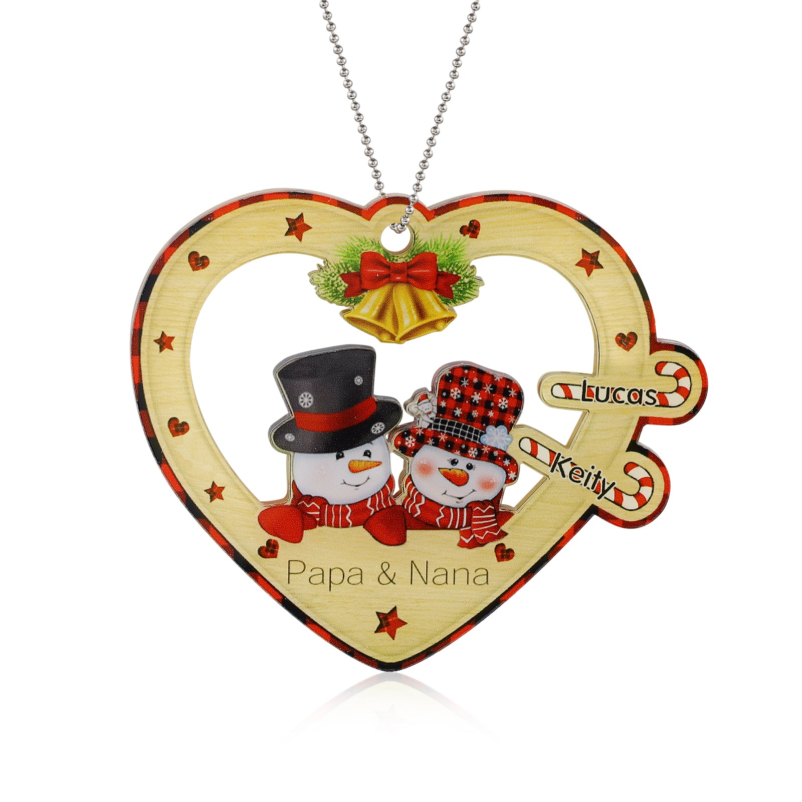 Personalised Heart Snowman Christmas Ornament - handmade
