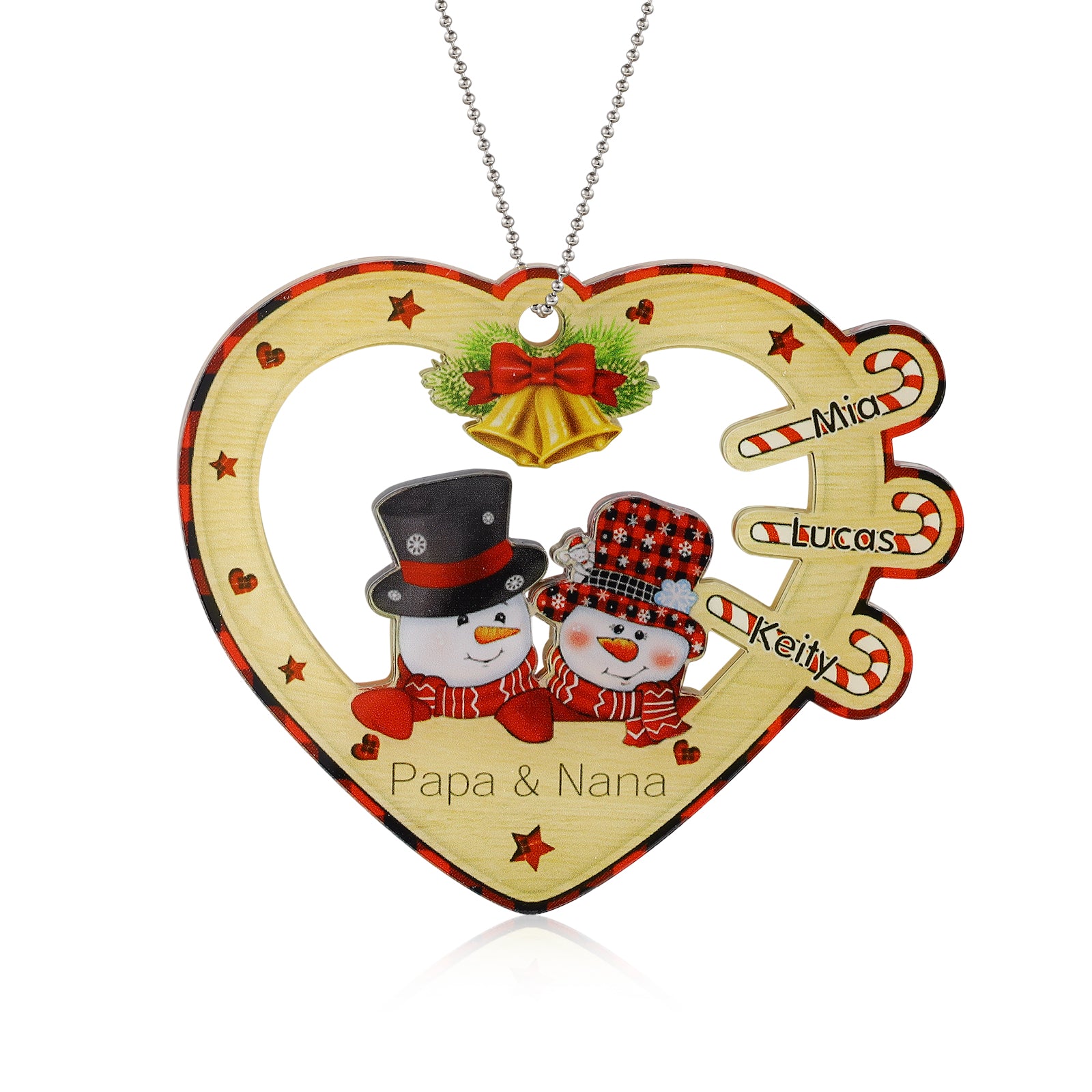 Personalised Heart Snowman Christmas Ornament - handmade