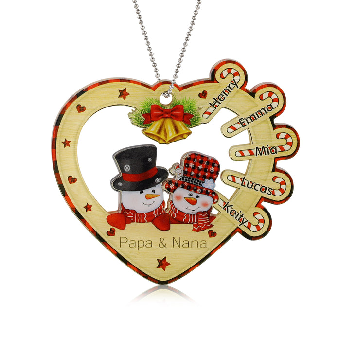 Personalised Heart Snowman Christmas Ornament - handmade