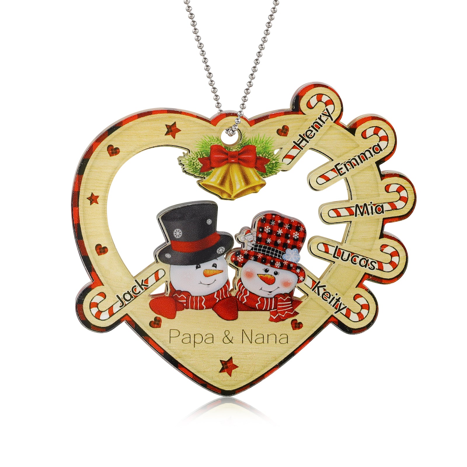 Personalised Heart Snowman Christmas Ornament - handmade
