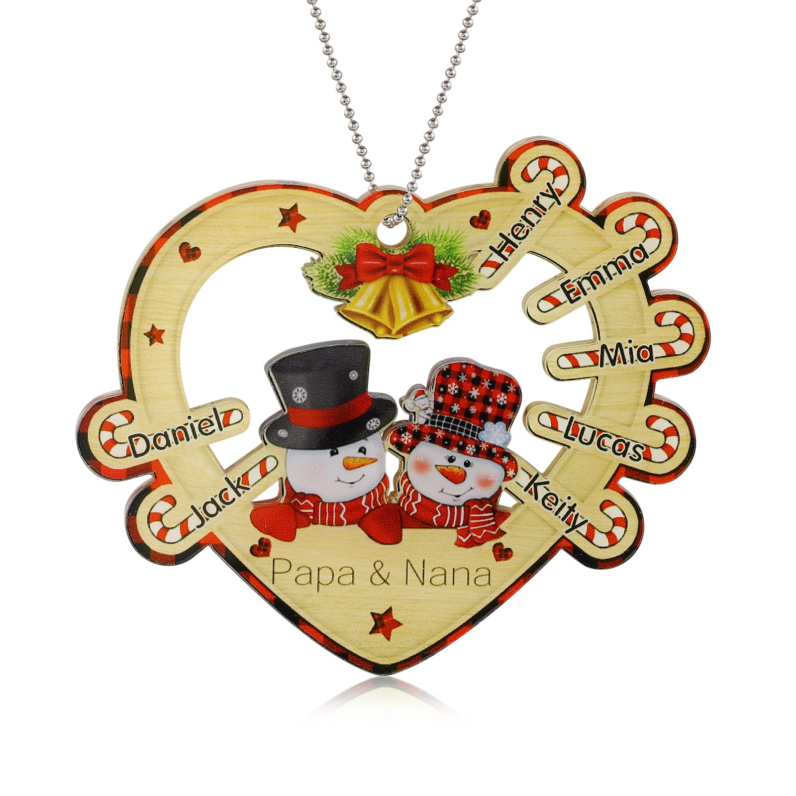 Personalised Heart Snowman Christmas Ornament - handmade