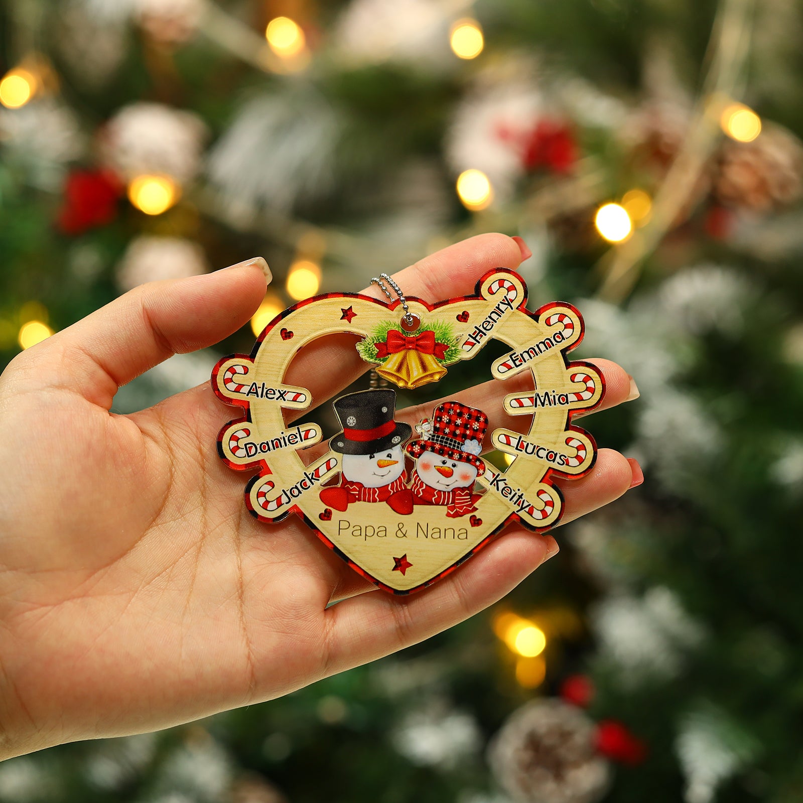 Personalised Heart Snowman Christmas Ornament - handmade