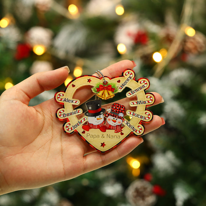 Personalised Heart Snowman Christmas Ornament - handmade
