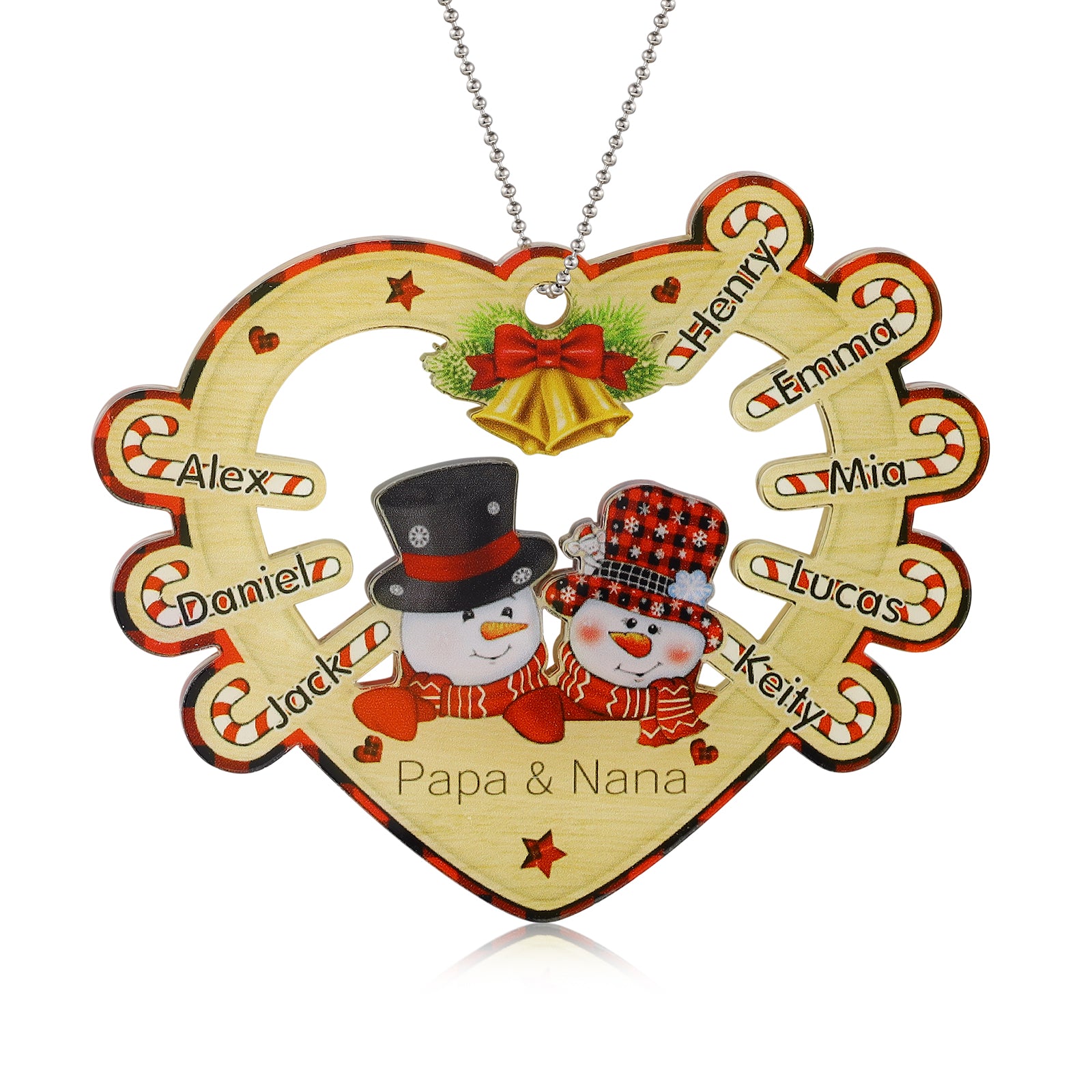 Personalised Heart Snowman Christmas Ornament - handmade