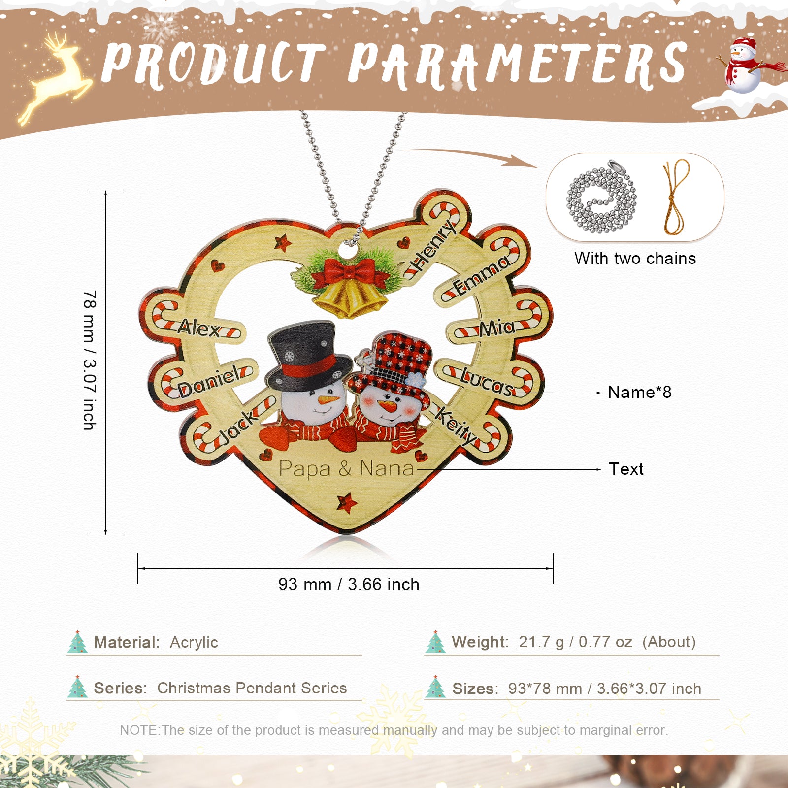 Personalised Heart Snowman Christmas Ornament - handmade