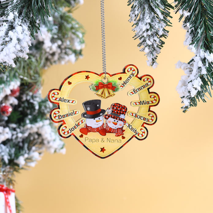 Personalised Heart Snowman Christmas Ornament - handmade