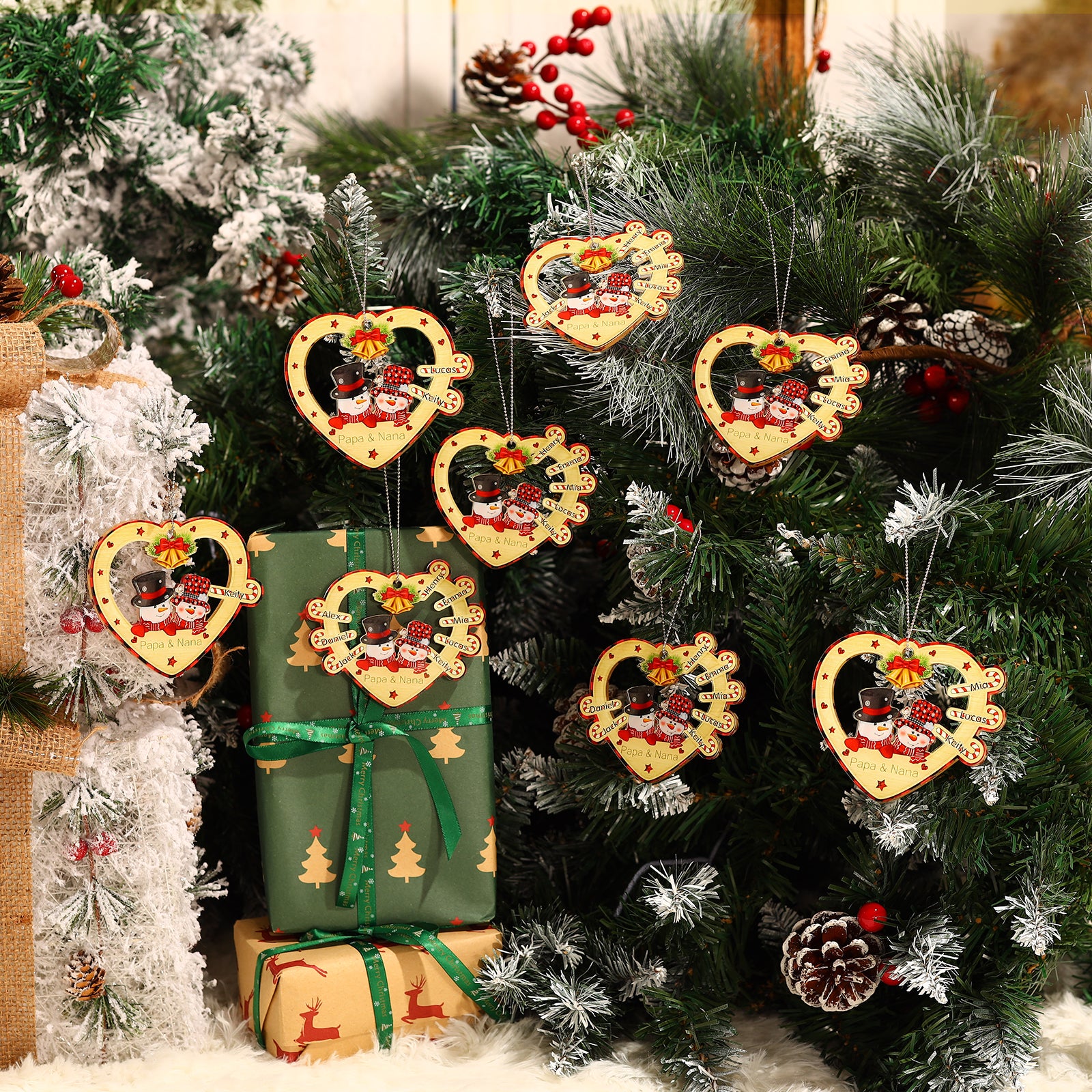 Personalised Heart Snowman Christmas Ornament - handmade