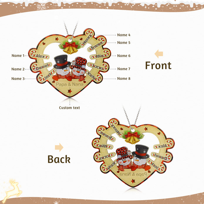 Personalised Heart Snowman Christmas Ornament - handmade