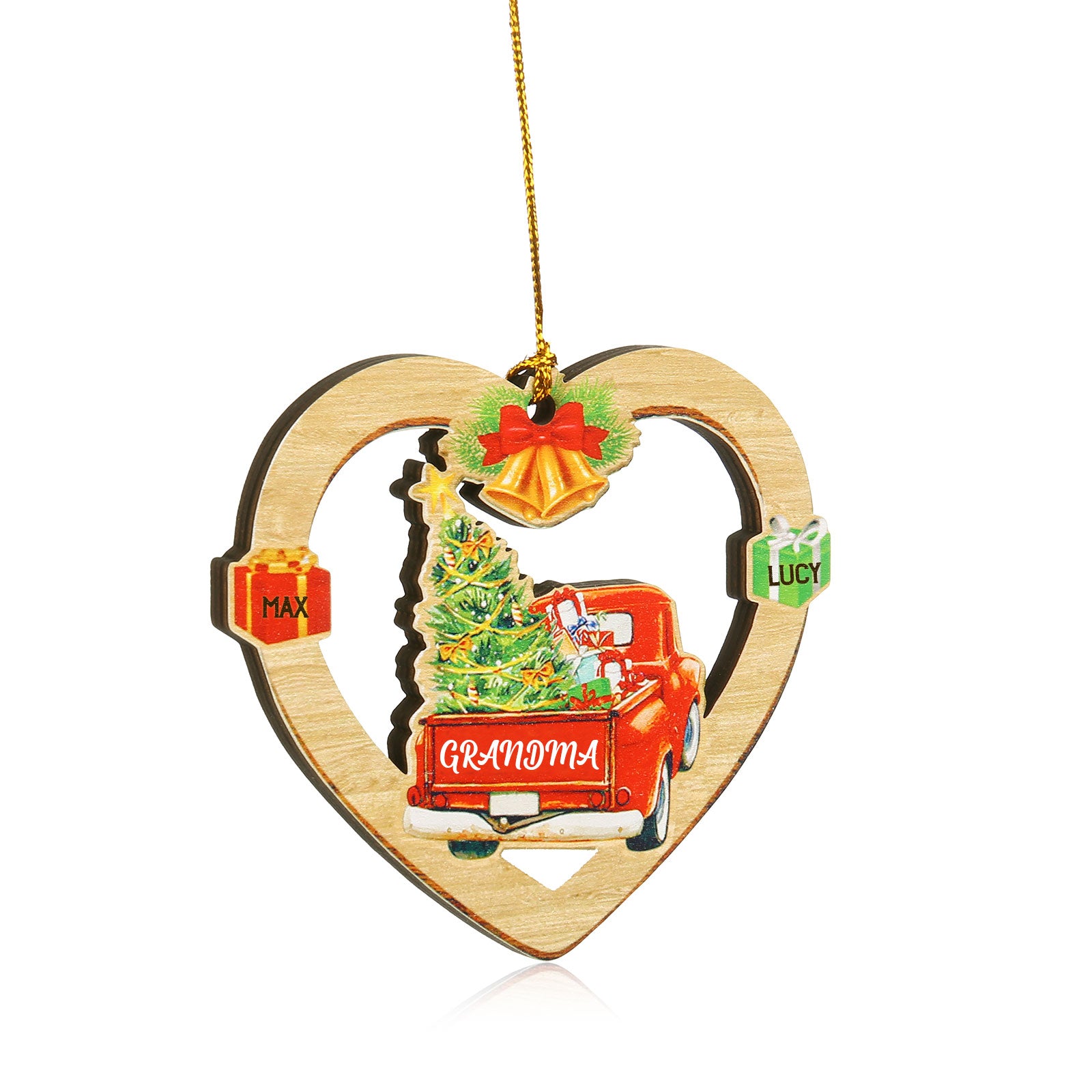 Personalised Heart Car Christmas Ornament - handmade