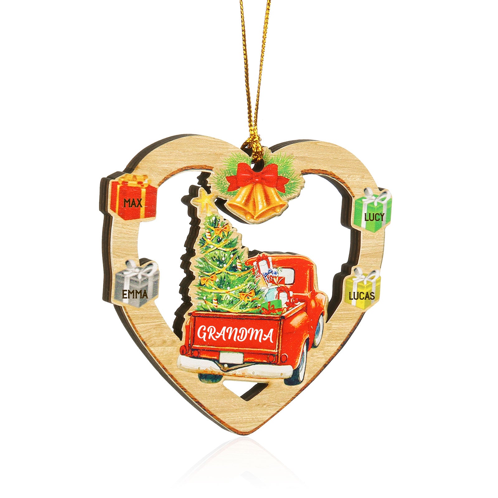 Personalised Heart Car Christmas Ornament - handmade