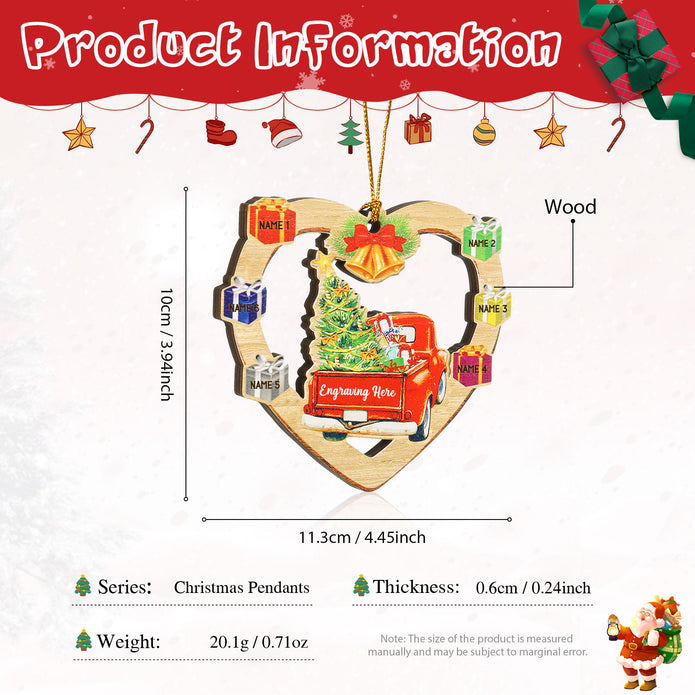 Personalised Heart Car Christmas Ornament - handmade