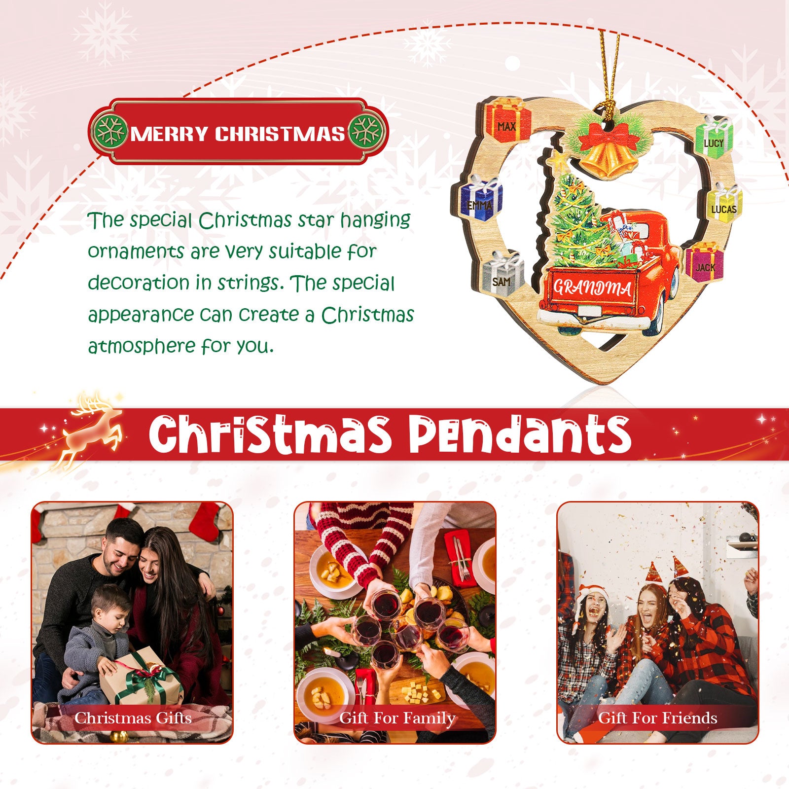 Personalised Heart Car Christmas Ornament - handmade