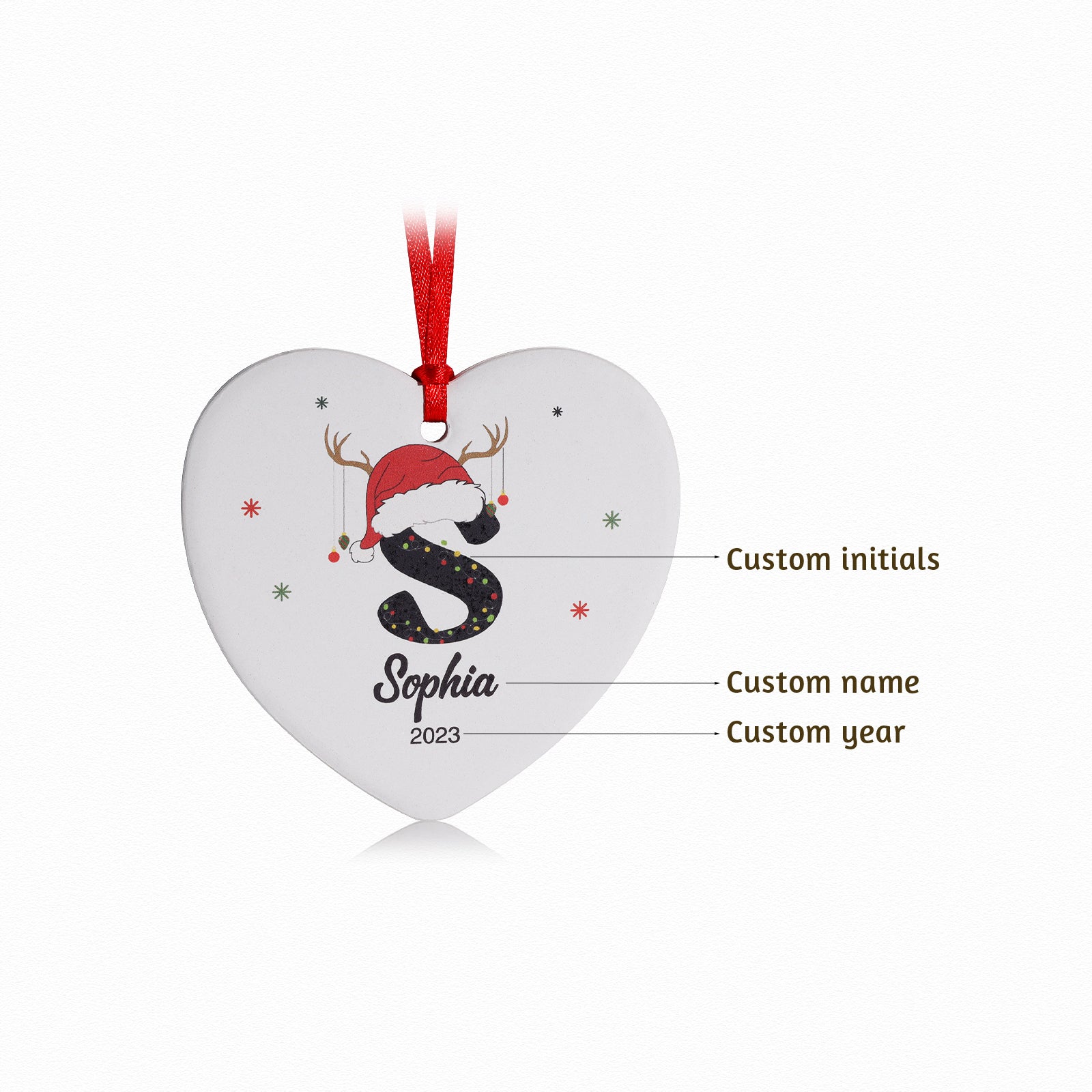 Personalised Heart Christmas Ornament - handmade