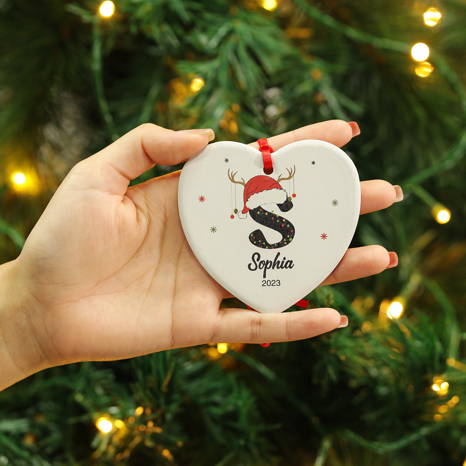 Personalised Heart Christmas Ornament - handmade