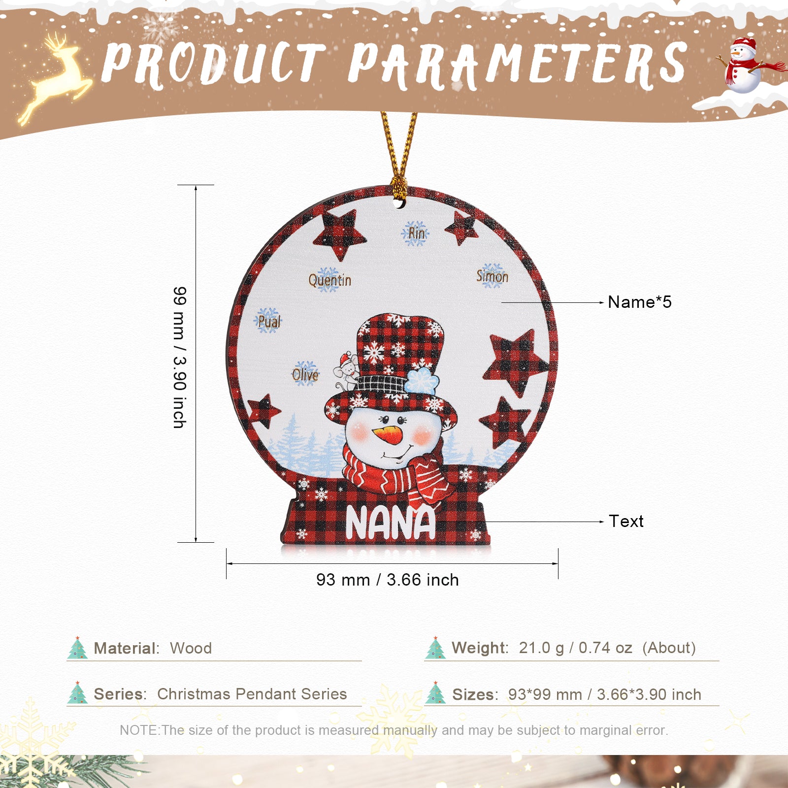 Personalised Christmas Name Ornament - handmade