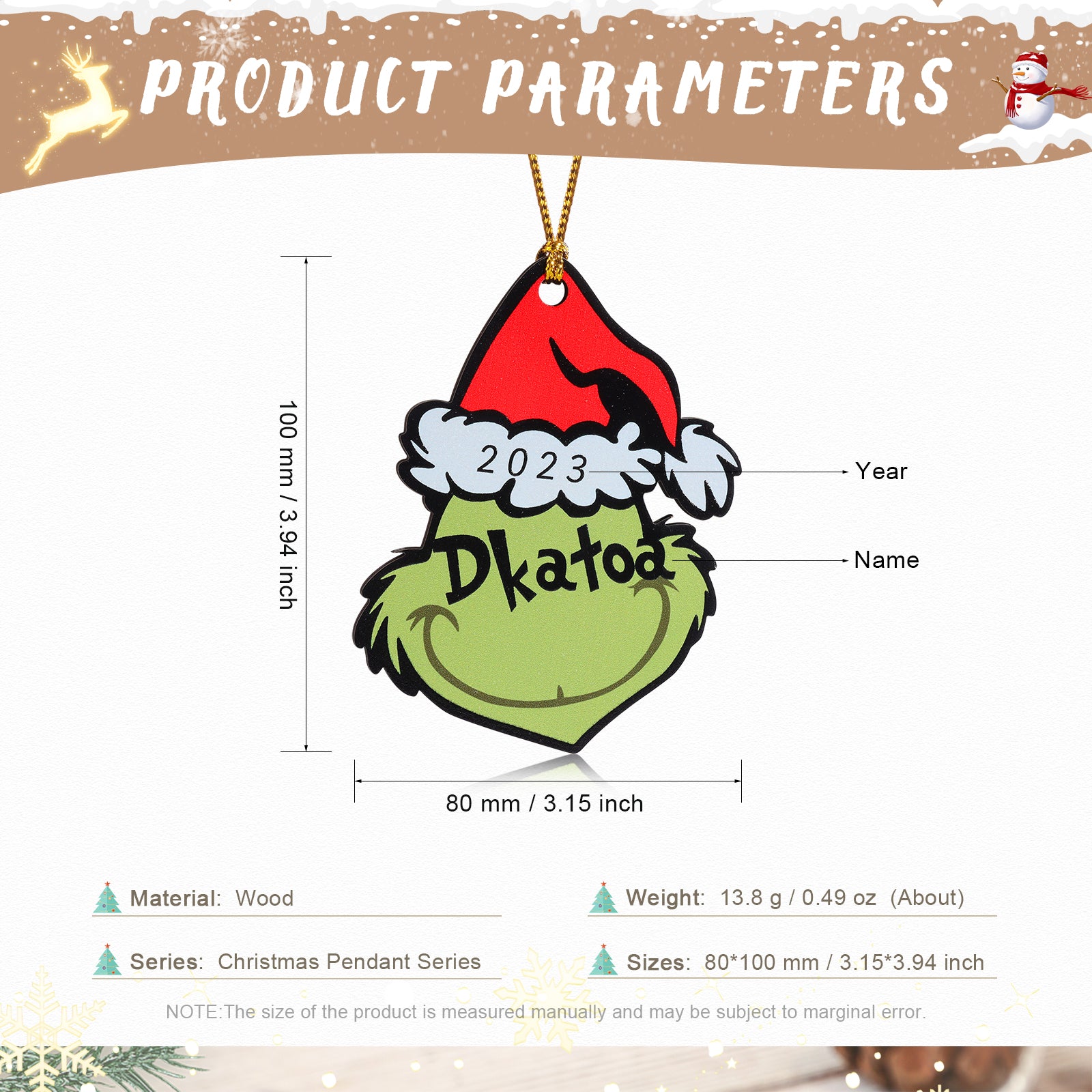 Personalised Christmas Name Ornament - handmade