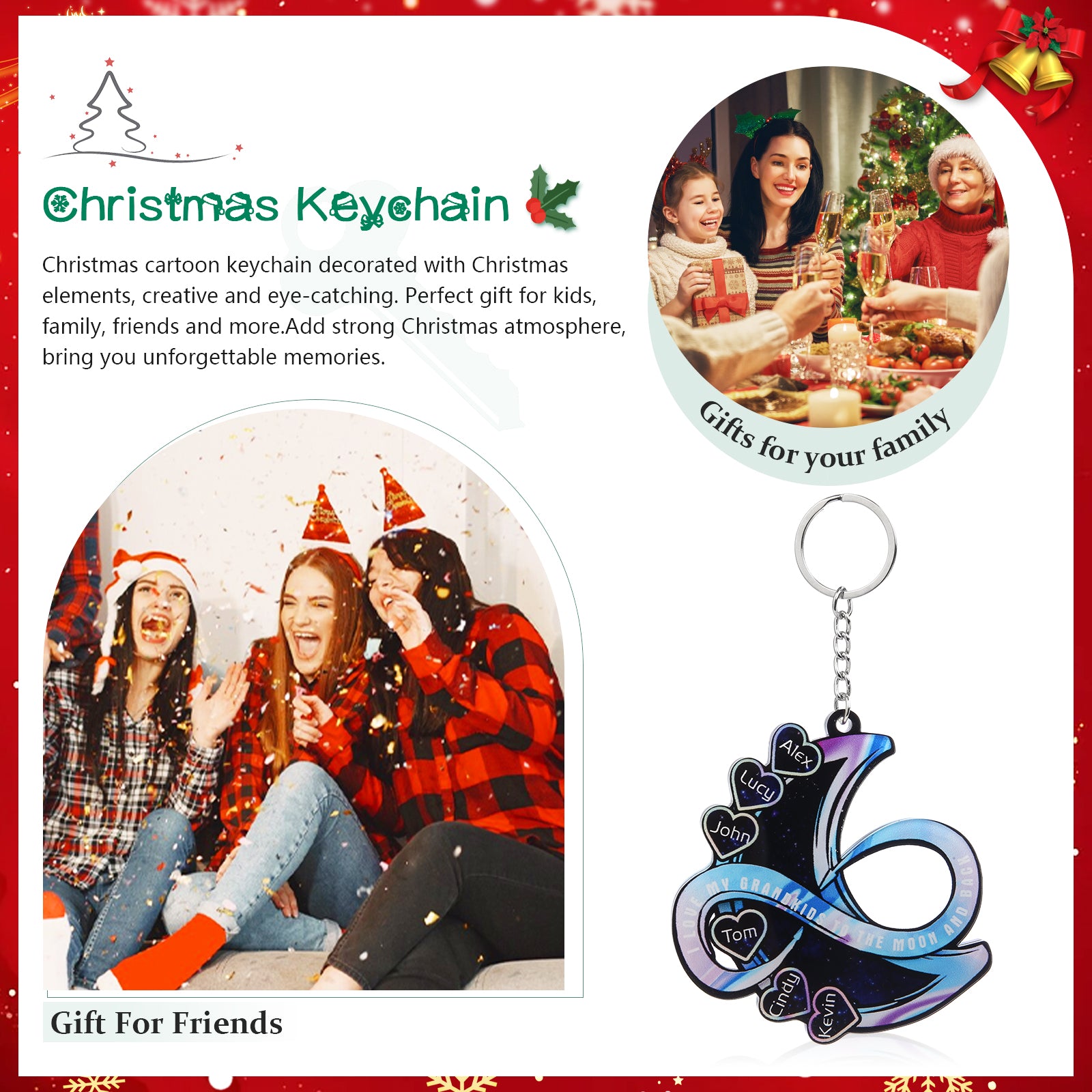 Personalised Heart & Moon Christmas Ornament - handmade