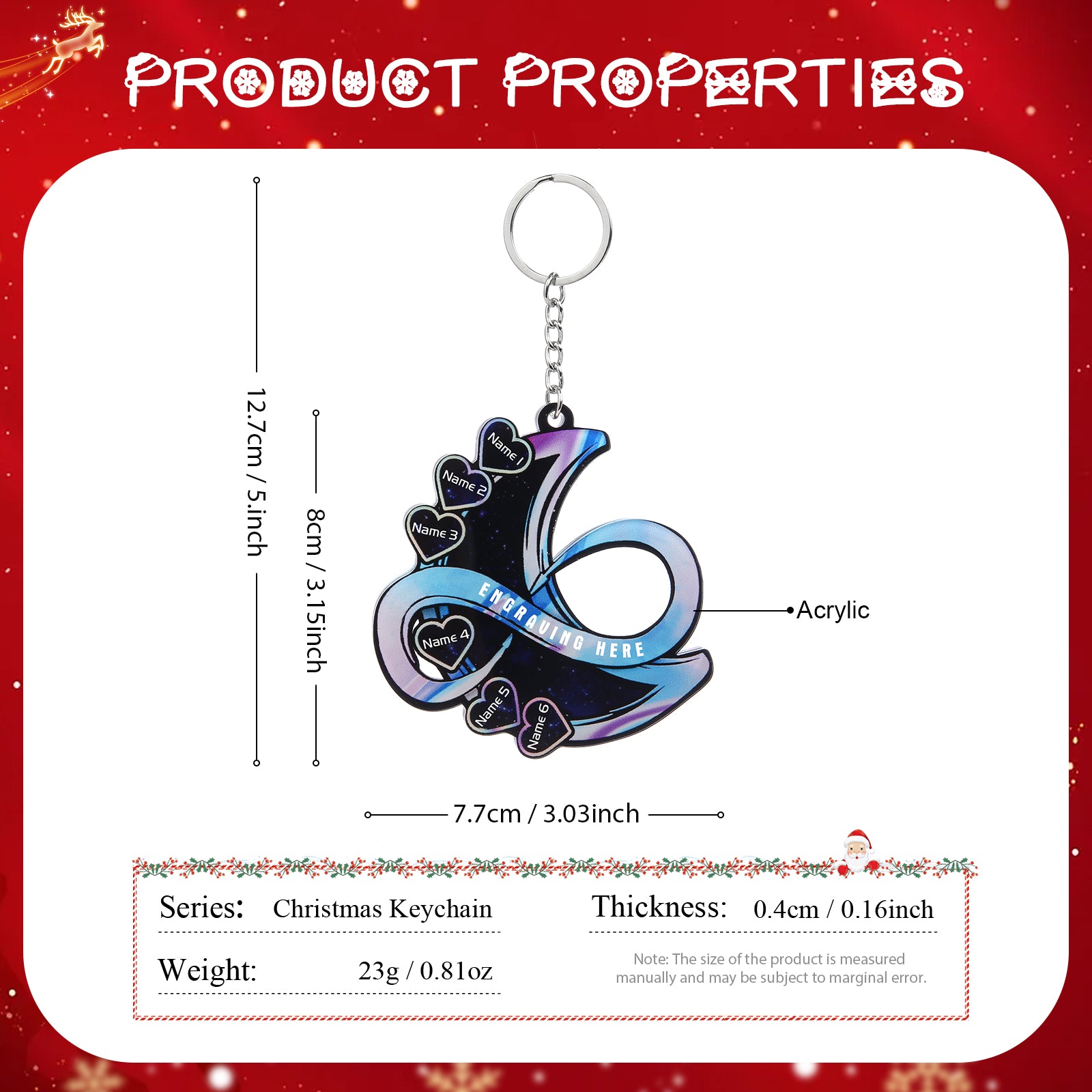 Personalised Heart & Moon Christmas Ornament - handmade