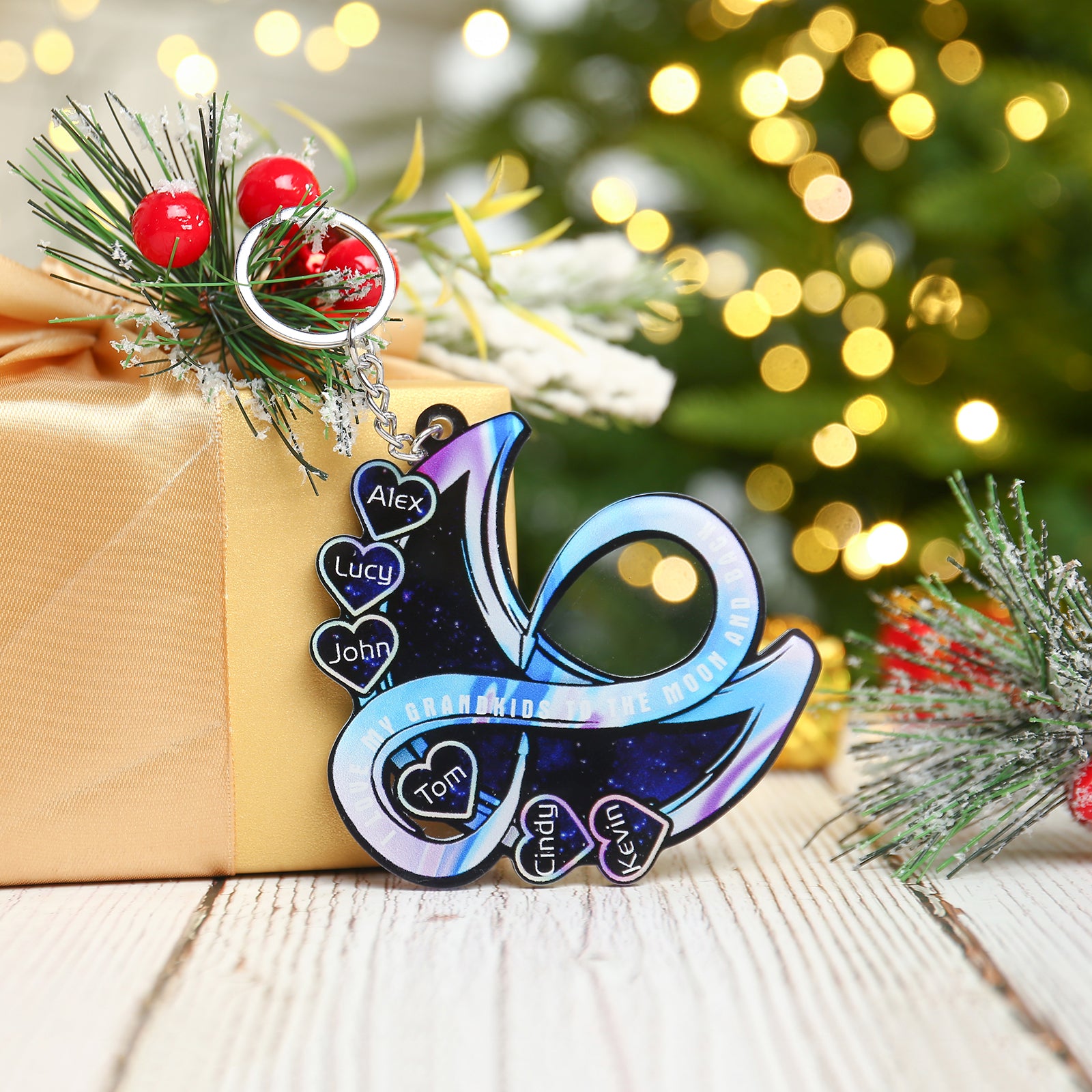 Personalised Heart & Moon Christmas Ornament - handmade