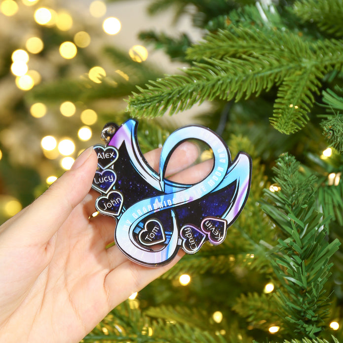 Personalised Heart & Moon Christmas Ornament - handmade