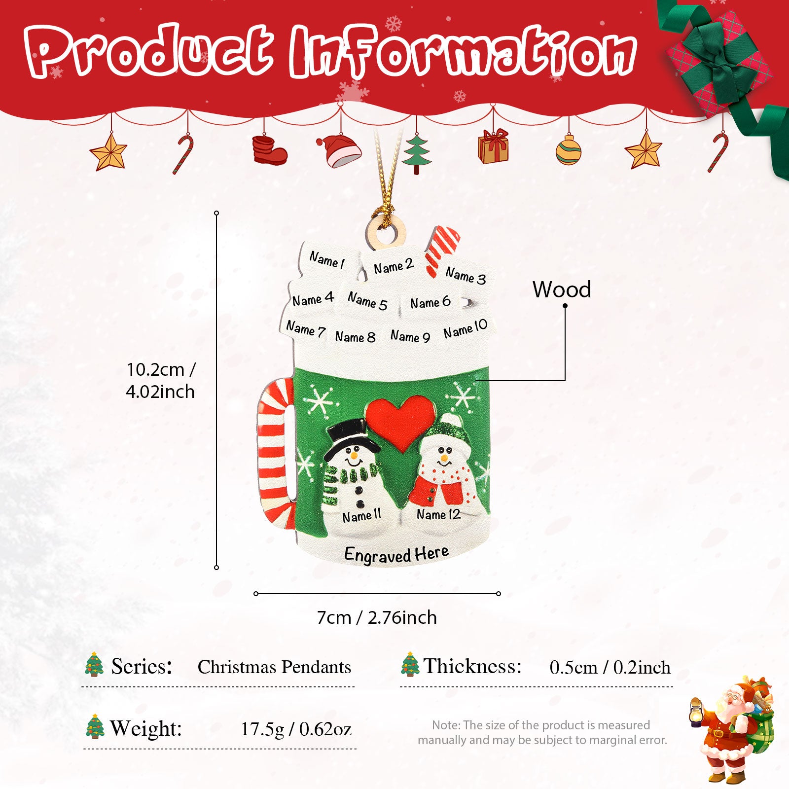 Personalised Christmas Name Ornament - handmade