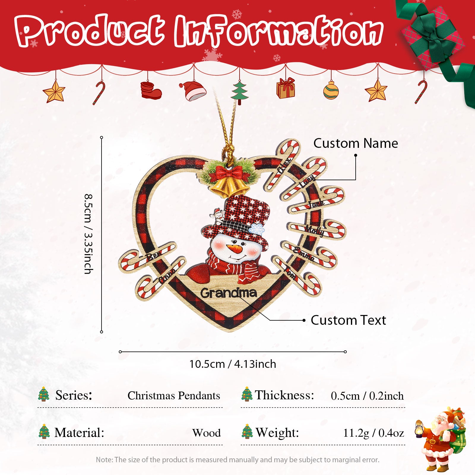 Personalised Heart Christmas Ornament - handmade
