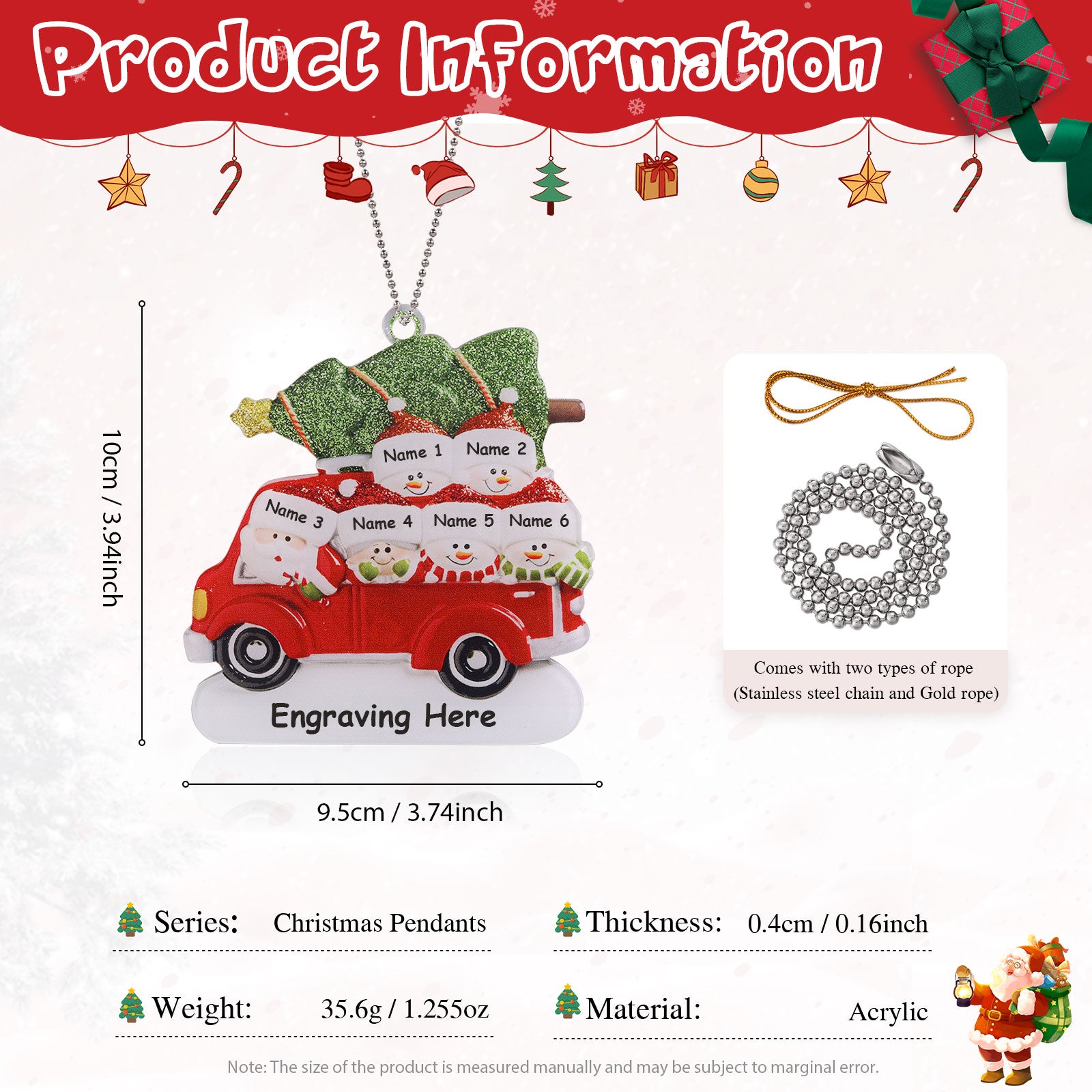 Personalised Car Christmas Ornament - handmade