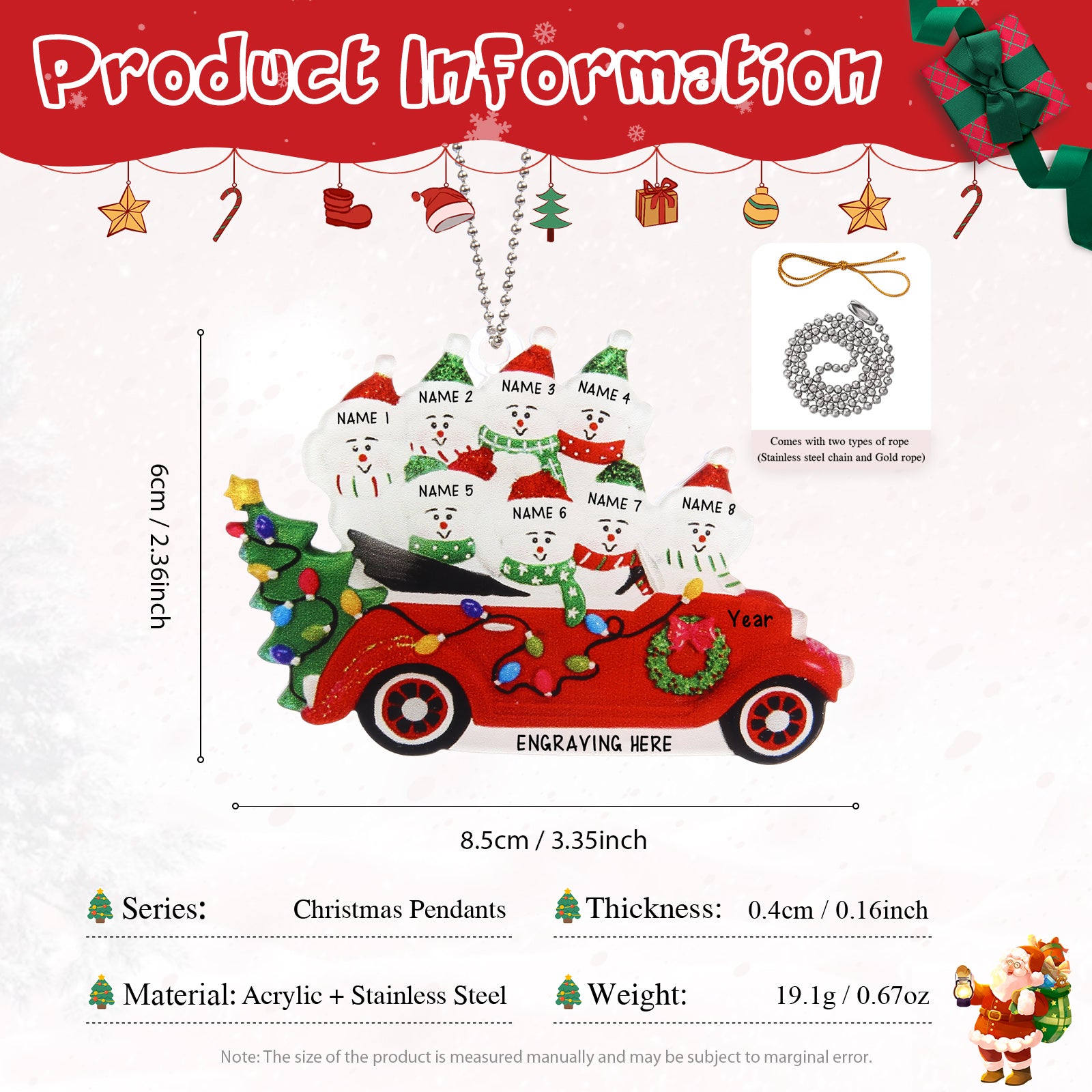 Personalised Christmas Name Ornament - handmade