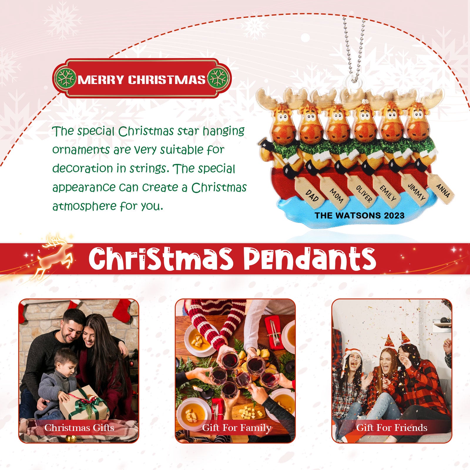 Personalised Elk Christmas Ornament - handmade