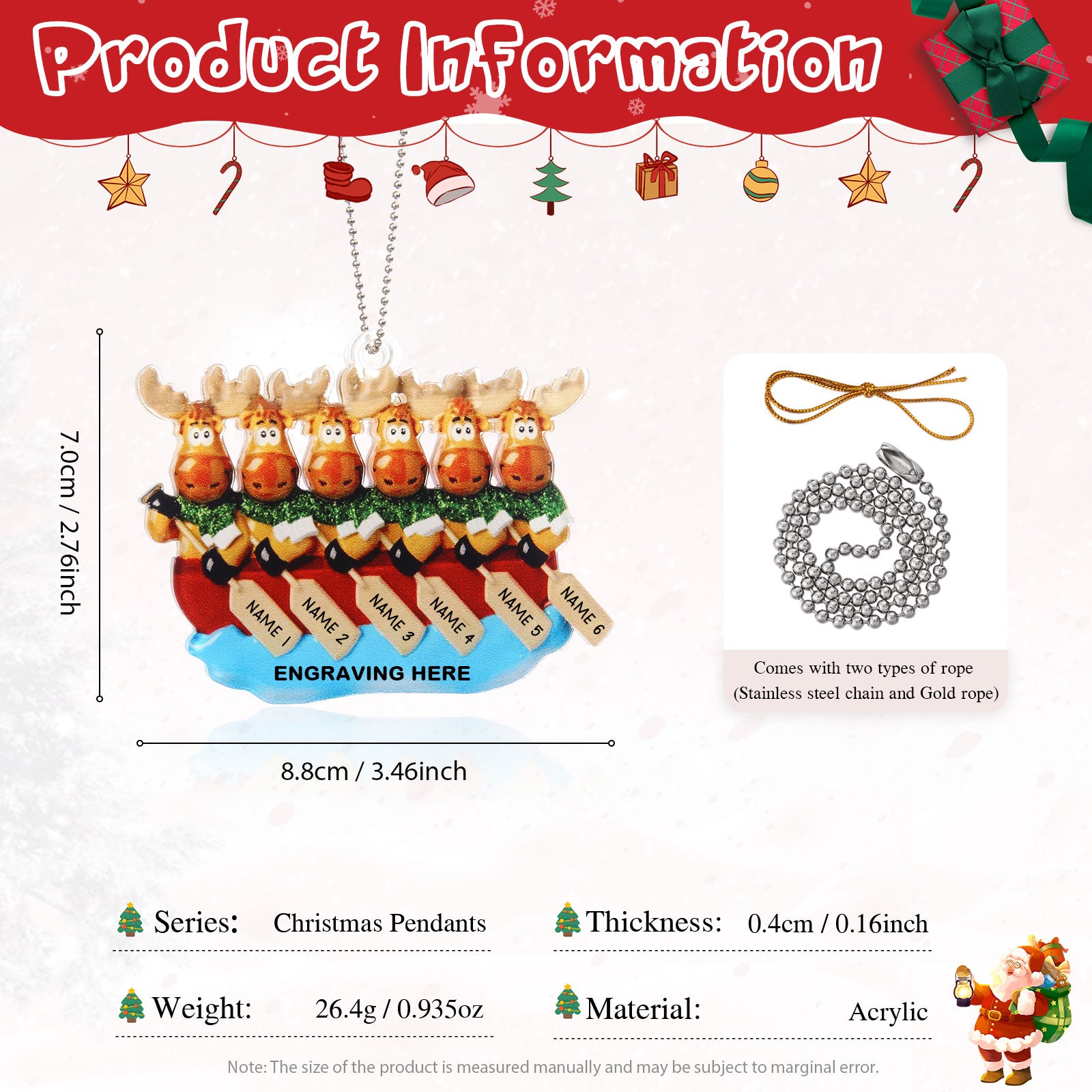 Personalised Elk Christmas Ornament - handmade