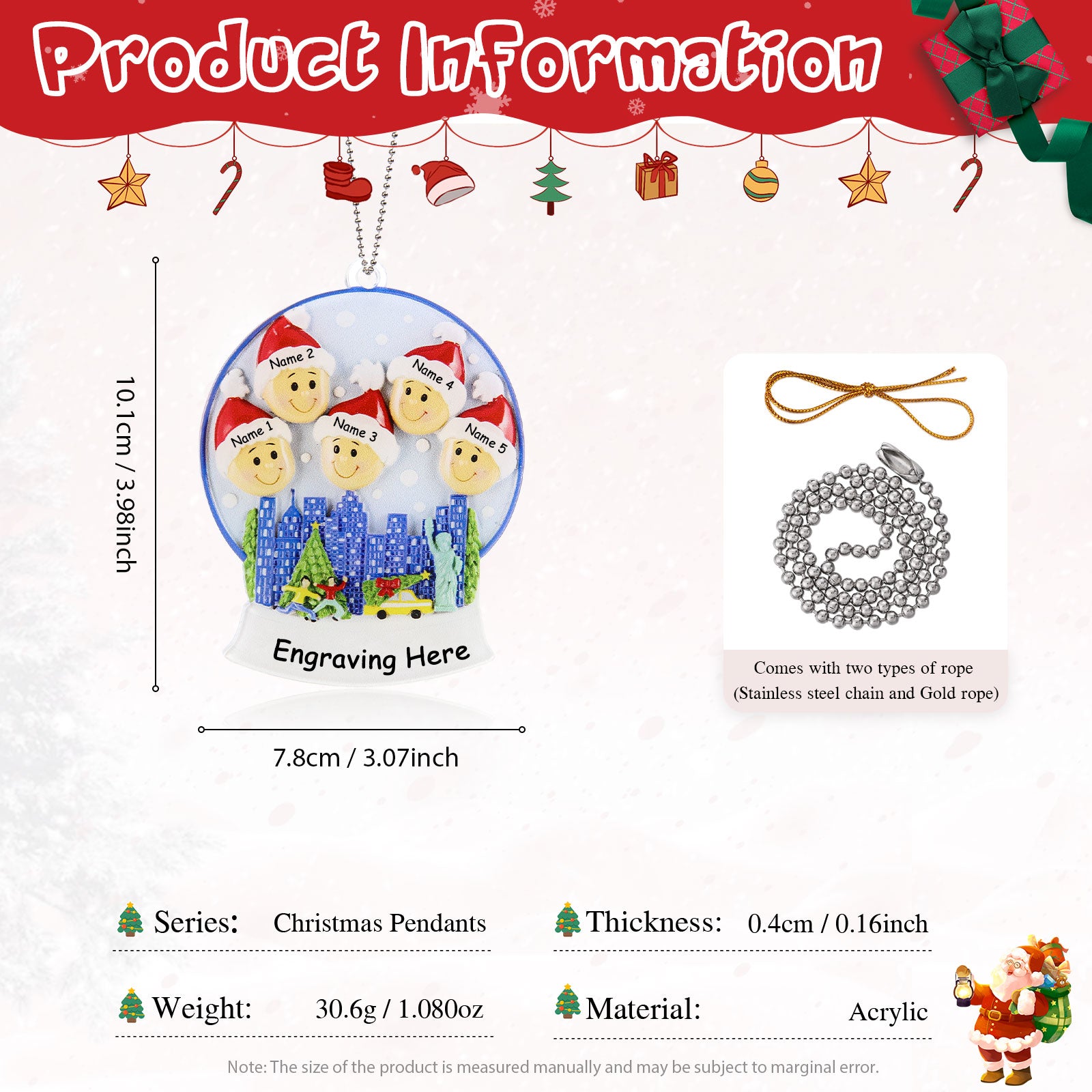 Personalised Christmas Name Ornament - handmade