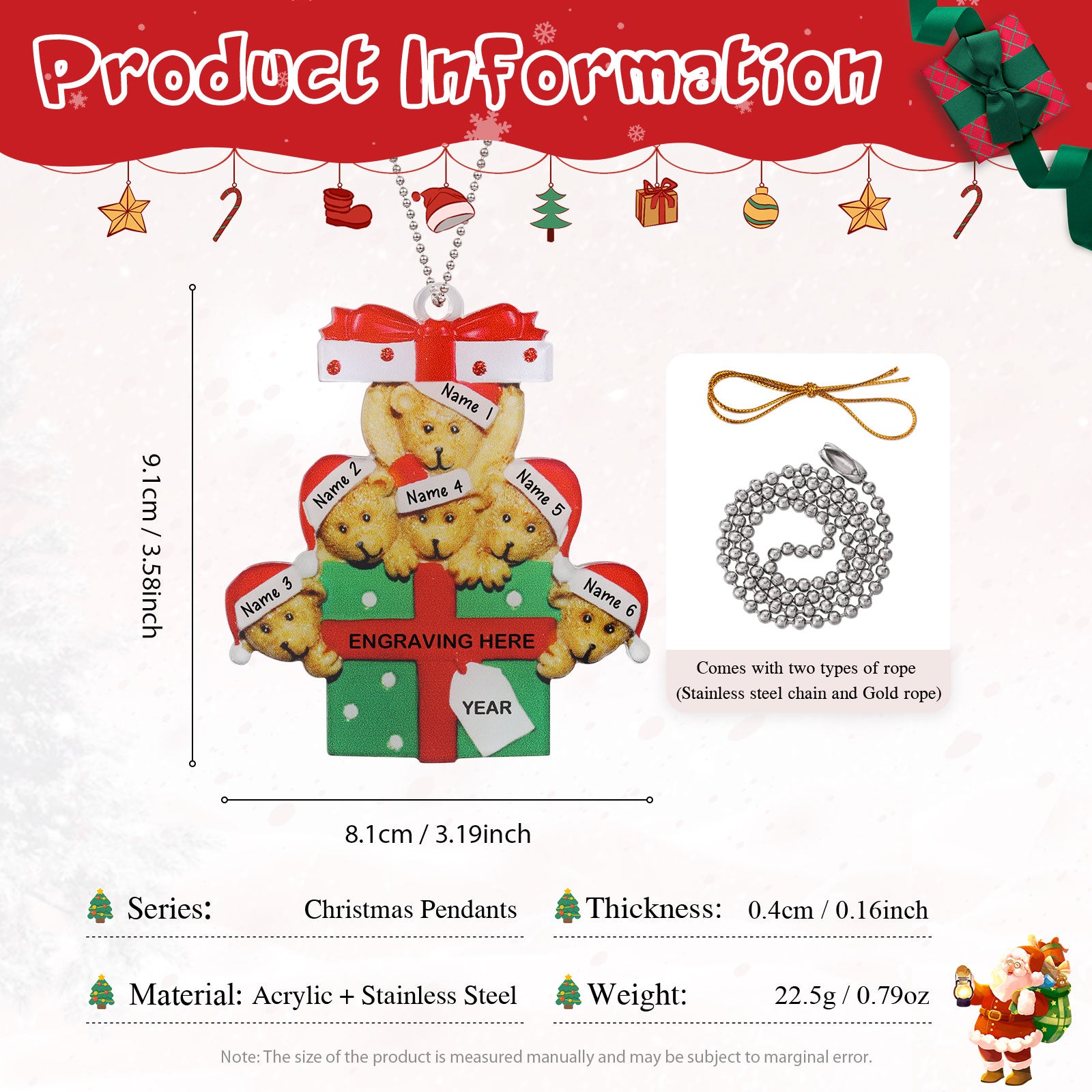 Personalised Christmas Name Ornament - handmade