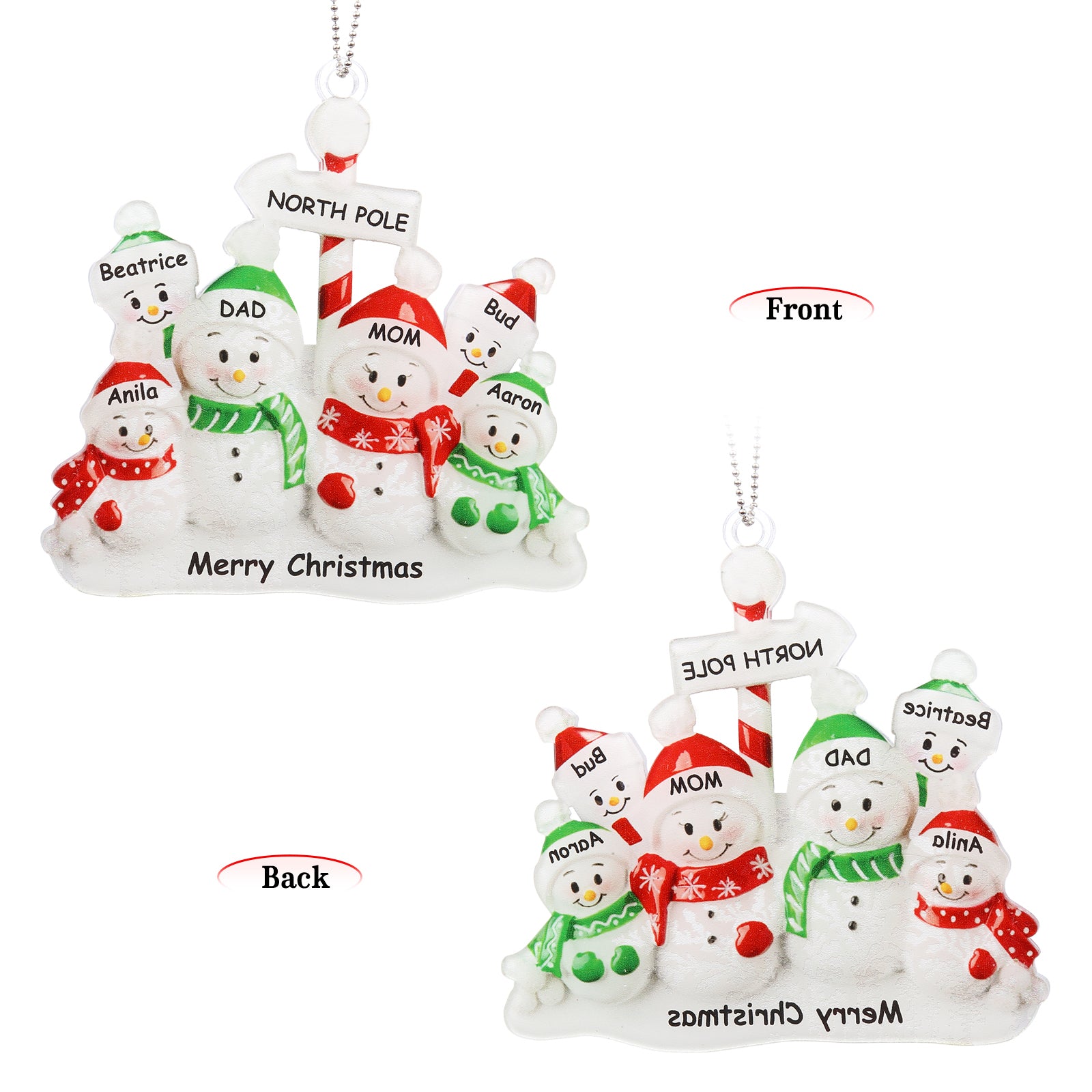 Personalised Snowman Christmas Ornament - handmade