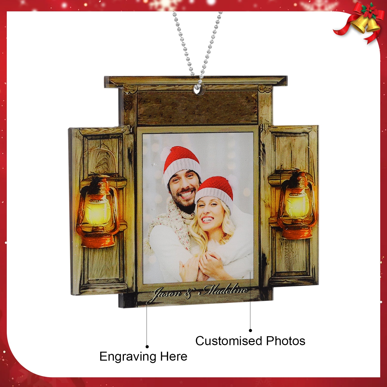 Personalised Christmas Name & Photo Ornament - handmade