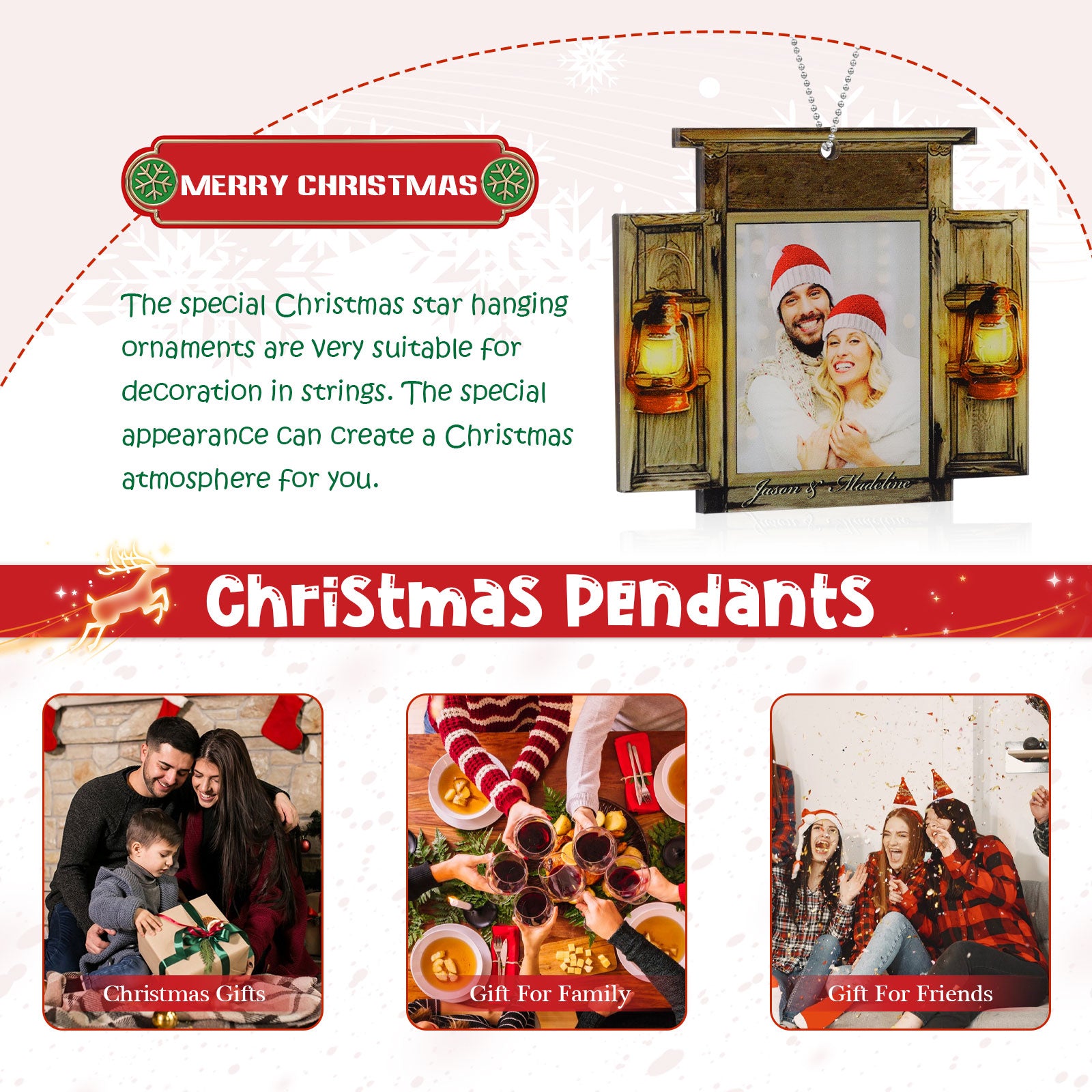 Personalised Christmas Name & Photo Ornament - handmade