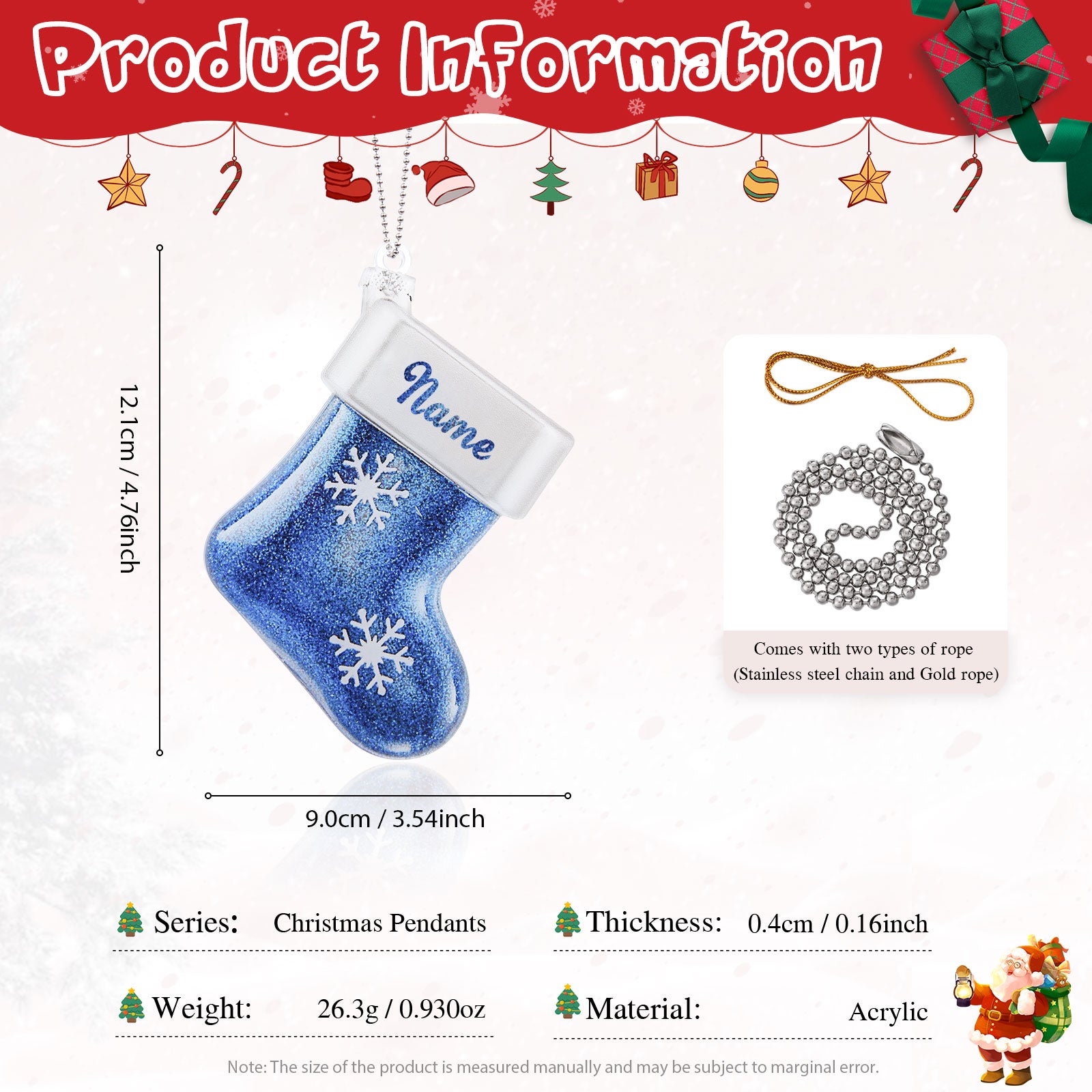 Personalised Christmas Sock Ornament - handmade