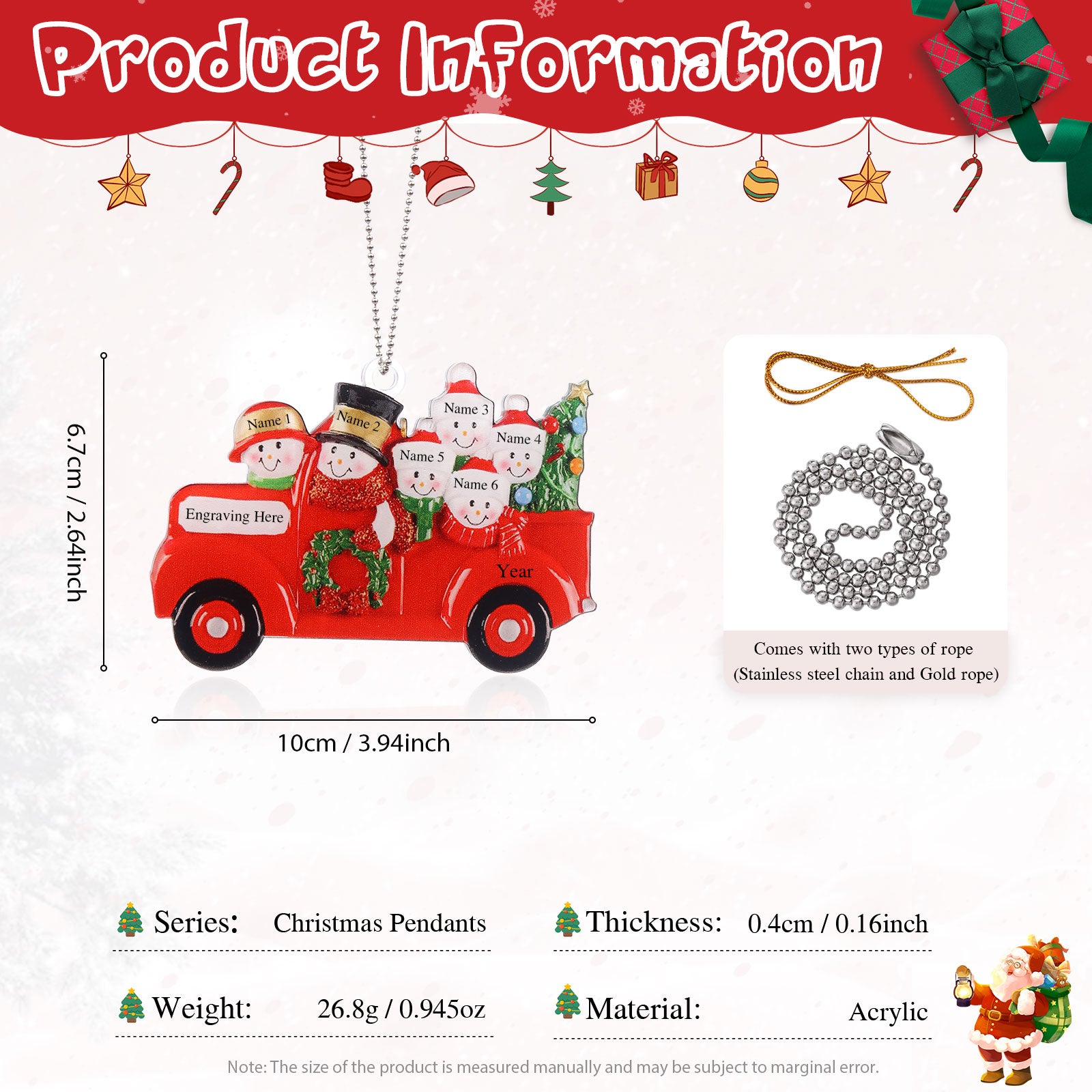 Personalised Christmas Name Ornament - handmade