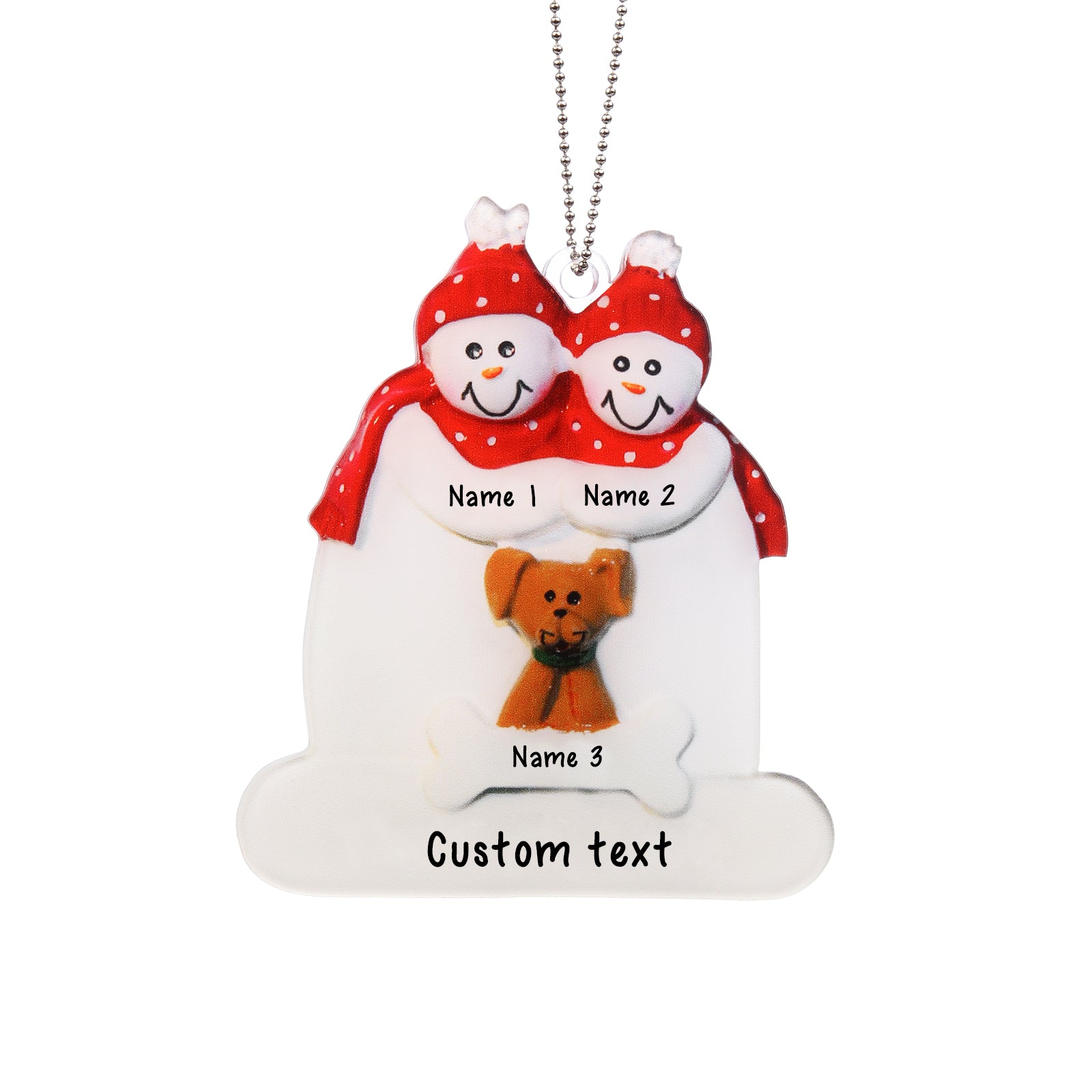 Personalised Dog & Snowman Ornament - handmade