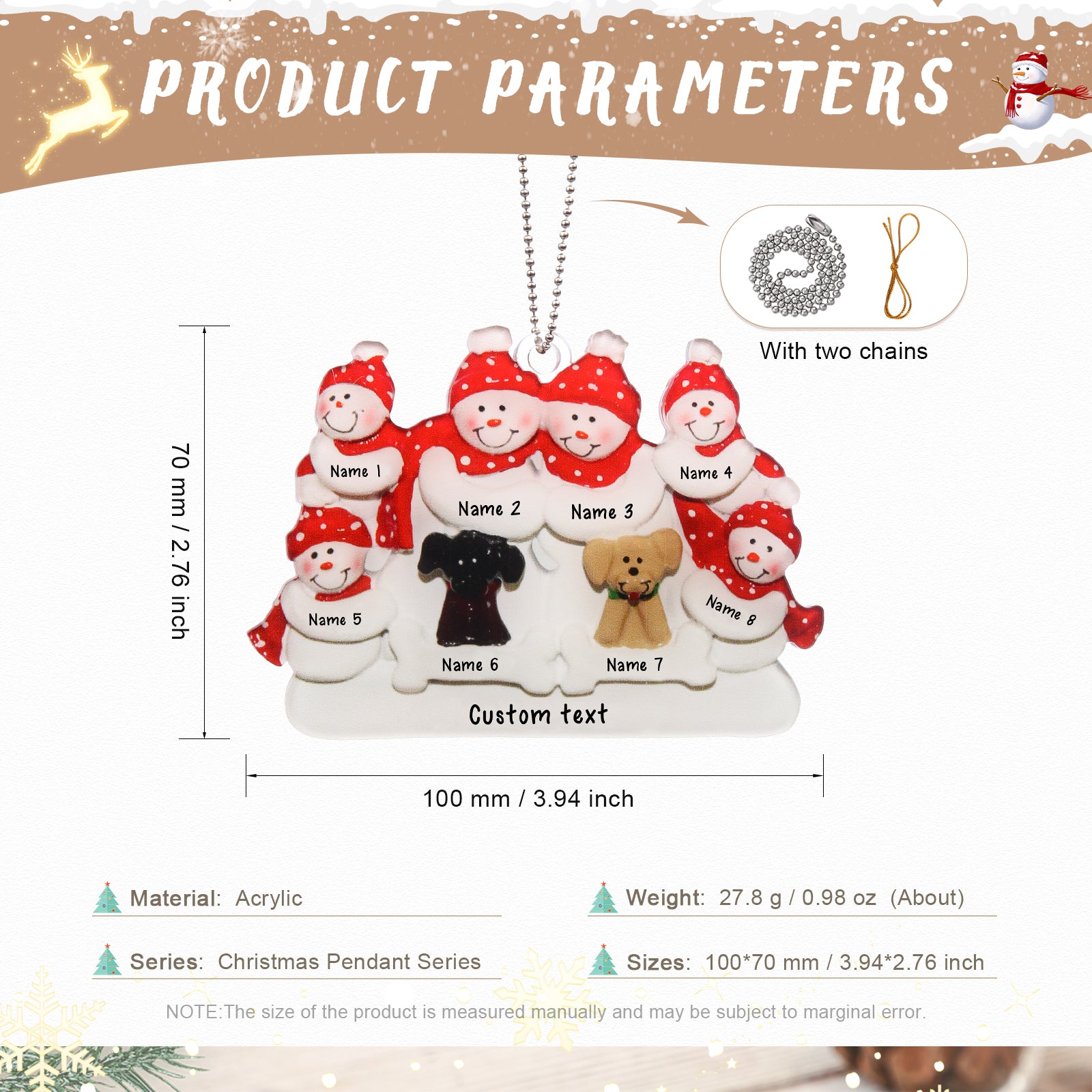 Personalised Dog & Snowman Ornament - handmade