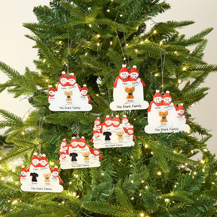 Personalised Dog & Snowman Ornament - handmade