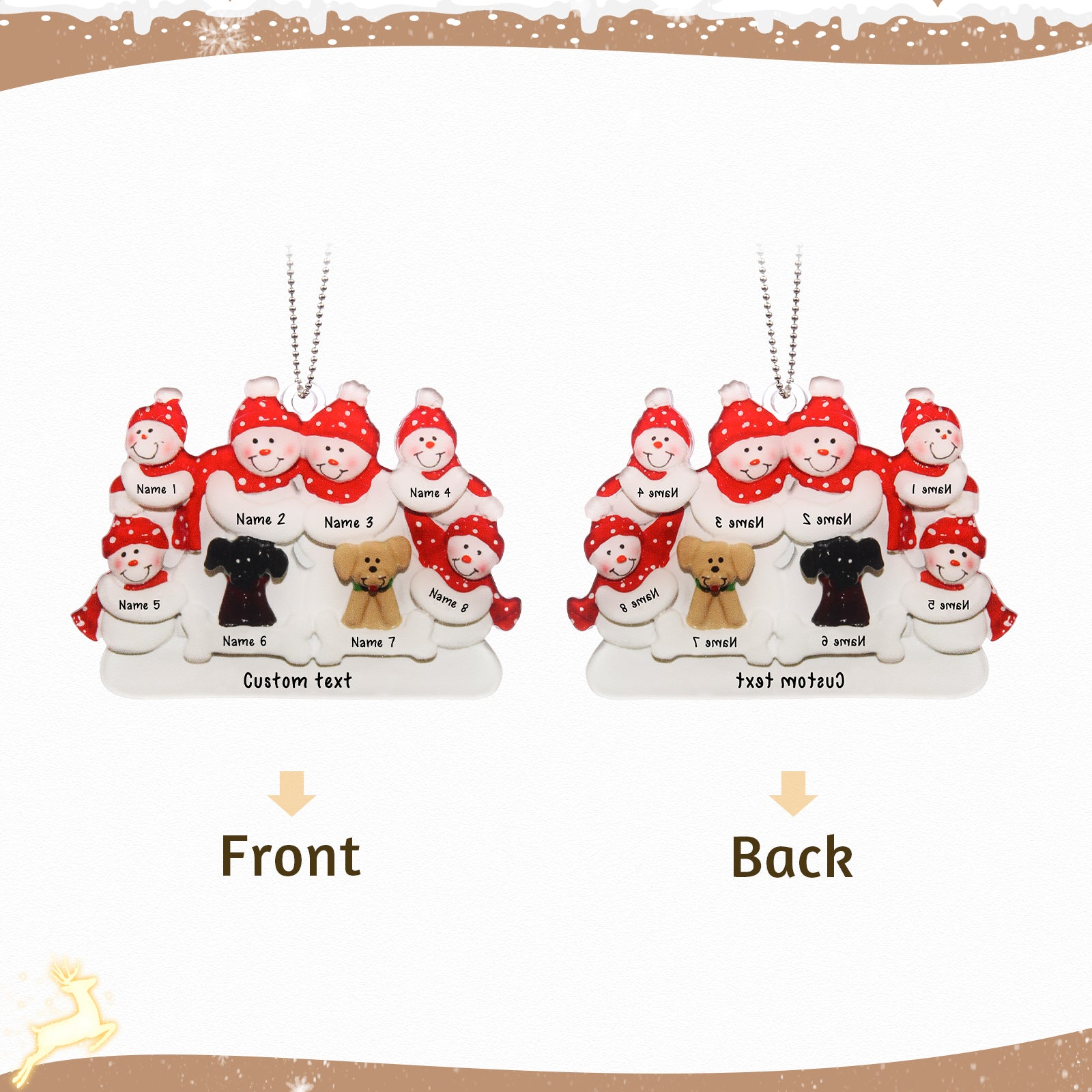 Personalised Dog & Snowman Ornament - handmade