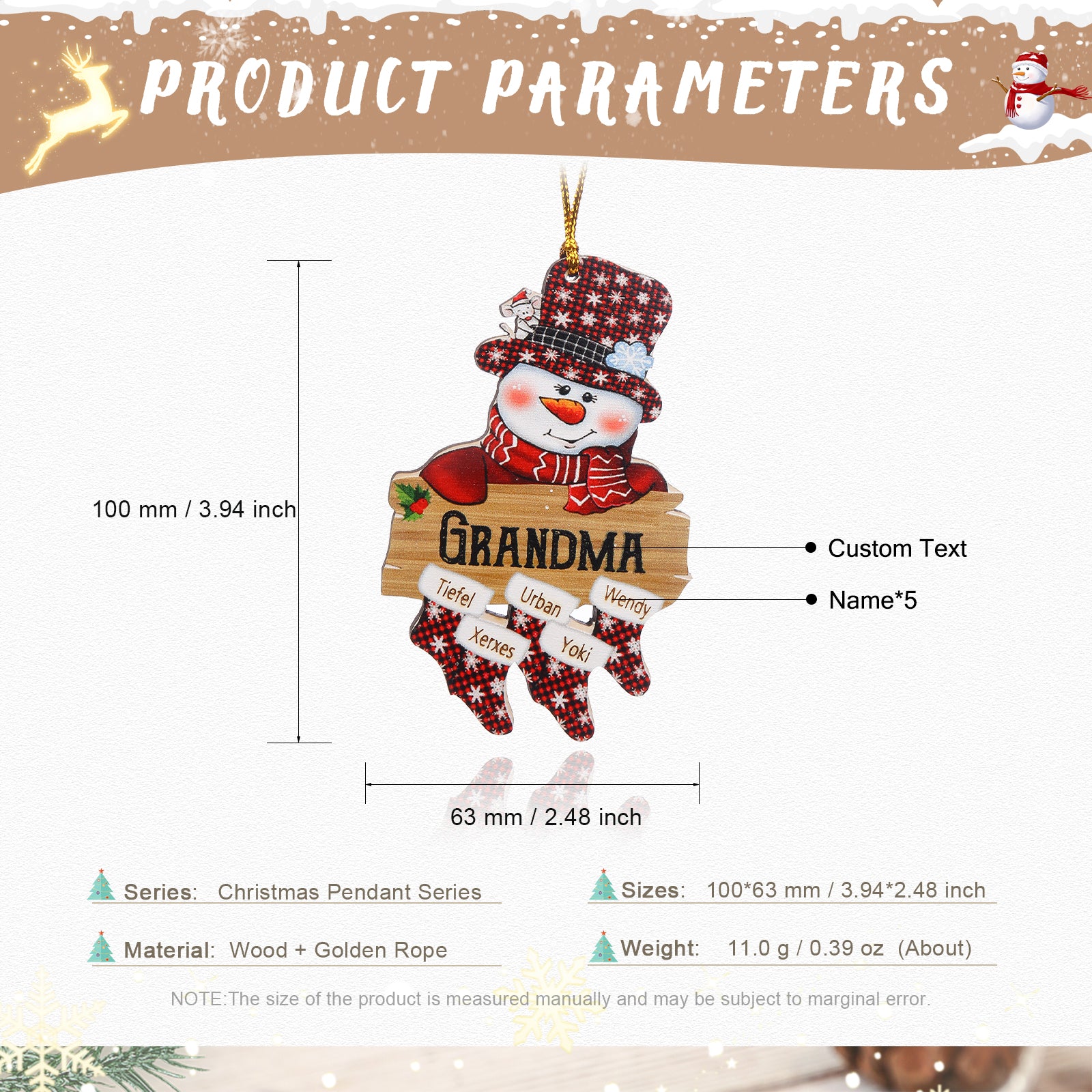 Personalised Christmas Name Ornament - handmade