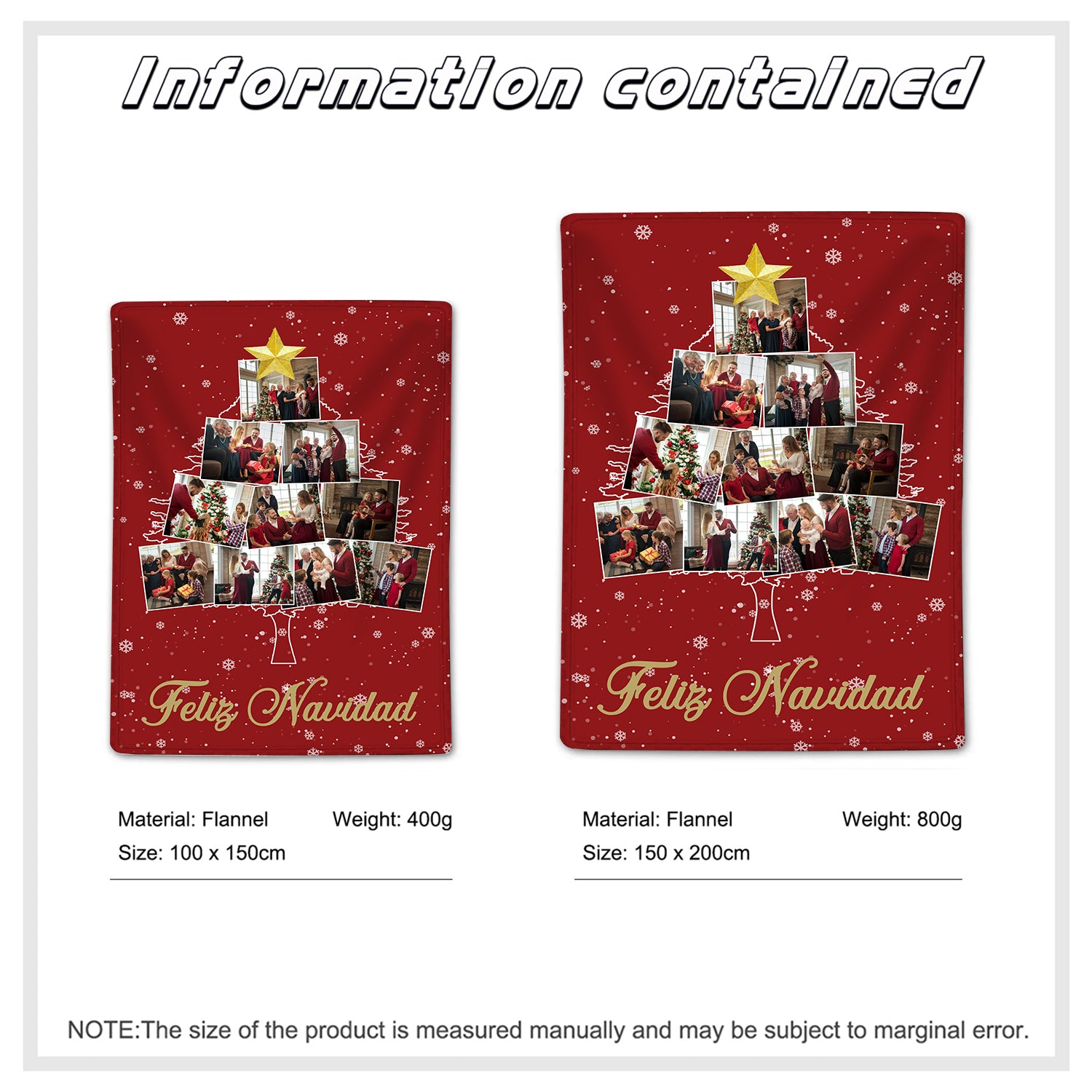 Personalised Christmas Photo Blanket - handmade