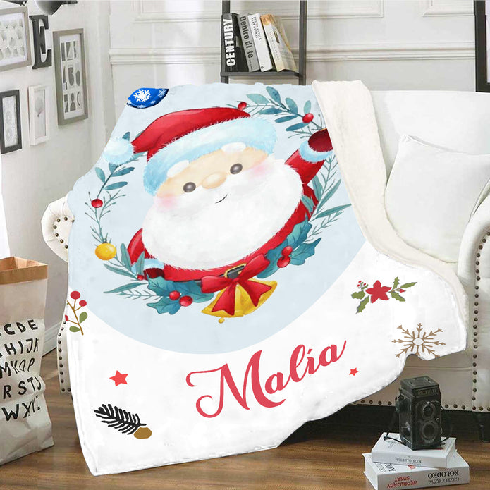 Personalised White Santa Claus Blanket - handmade