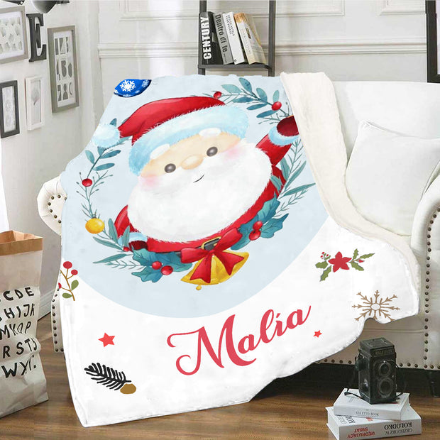 Personalised White Santa Claus Blanket - handmade
