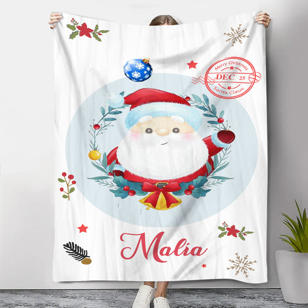 Personalised White Santa Claus Blanket - handmade
