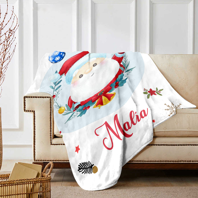 Personalised White Santa Claus Blanket - handmade