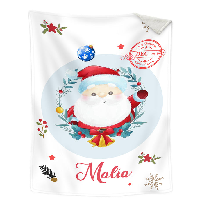 Personalised White Santa Claus Blanket - handmade